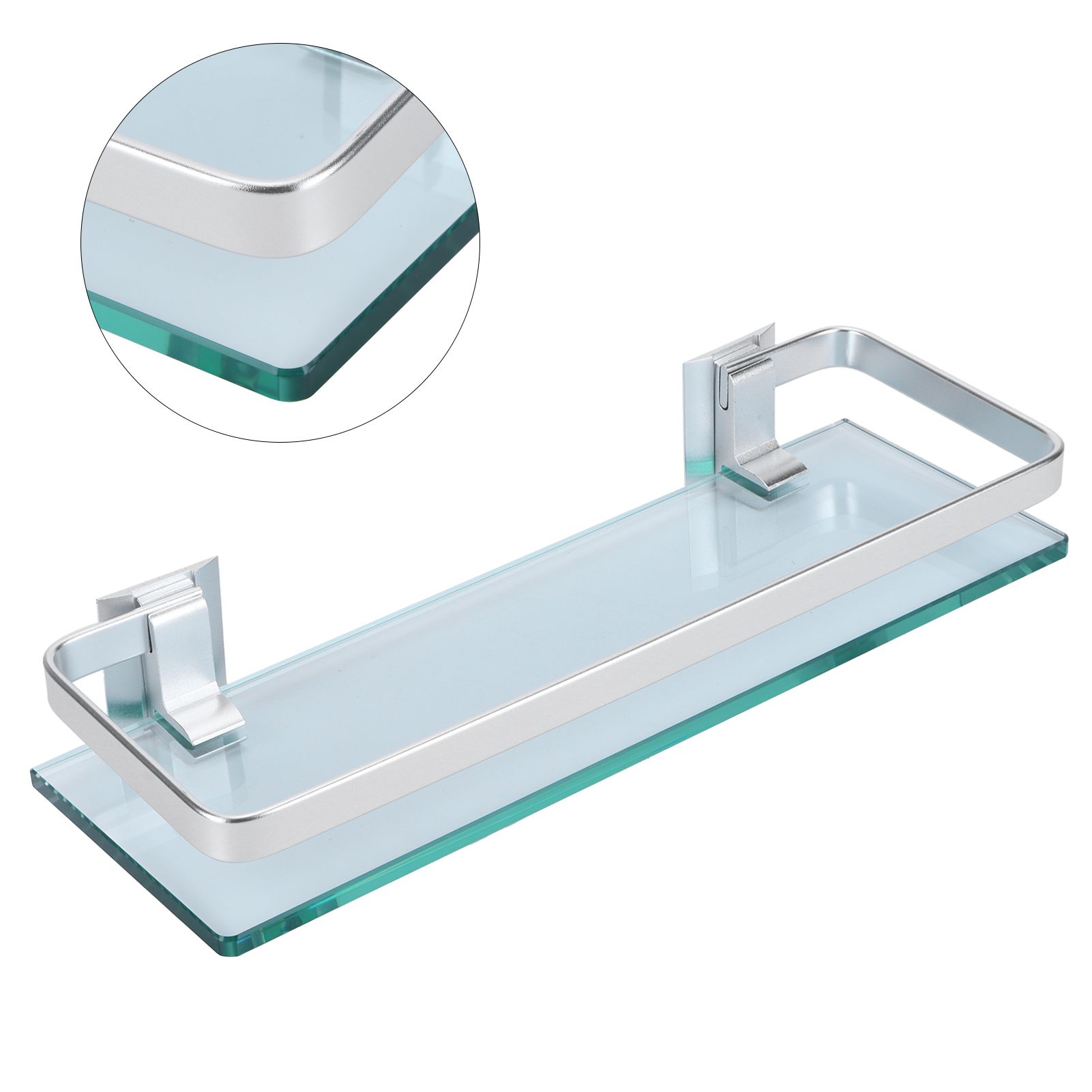 Space Aluminum Shelf Tempered Thickened Glass Bathroom Toilet Glass Storage view 10