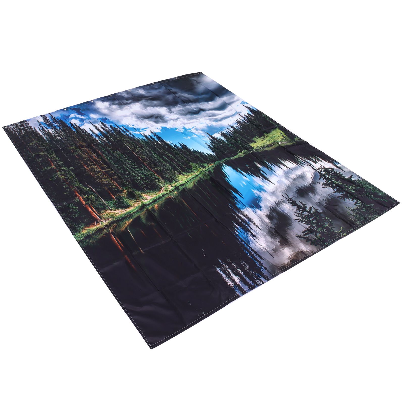Shower Curtain Landscape Pattern Bath Curtain Set with Rings Home Bathroom view 5