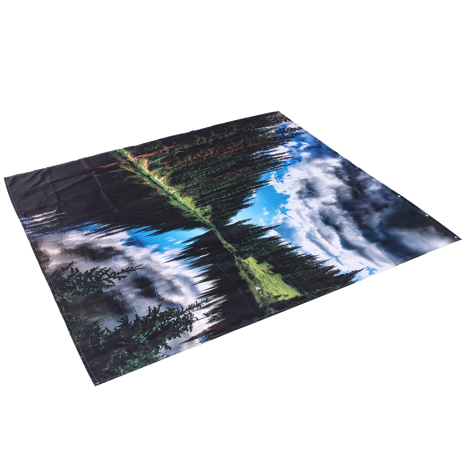Shower Curtain Landscape Pattern Bath Curtain Set with Rings Home Bathroom view 6