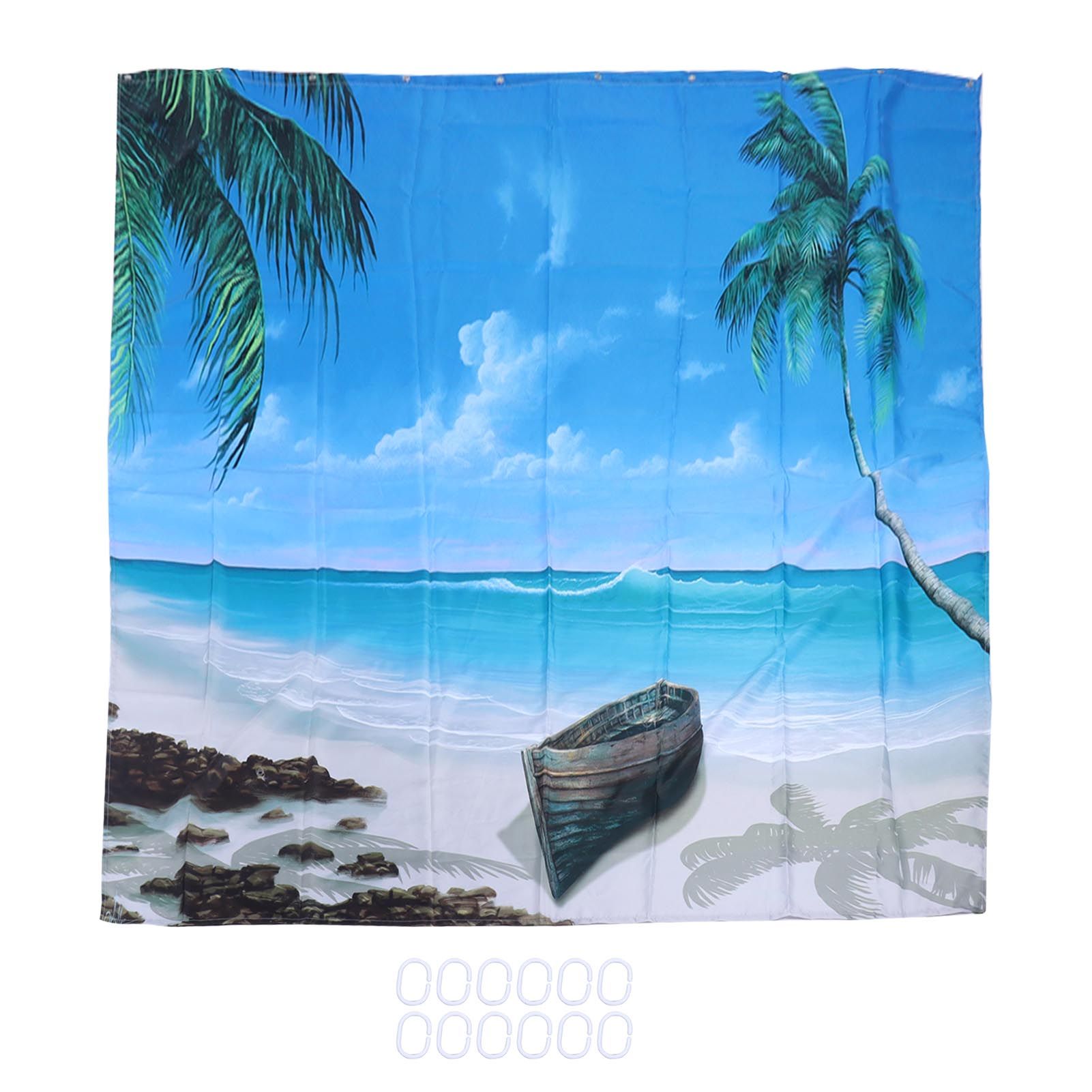 Shower Curtain Set with Hanging Rings No‑Punching Bath Curtain Bathroom — image 1