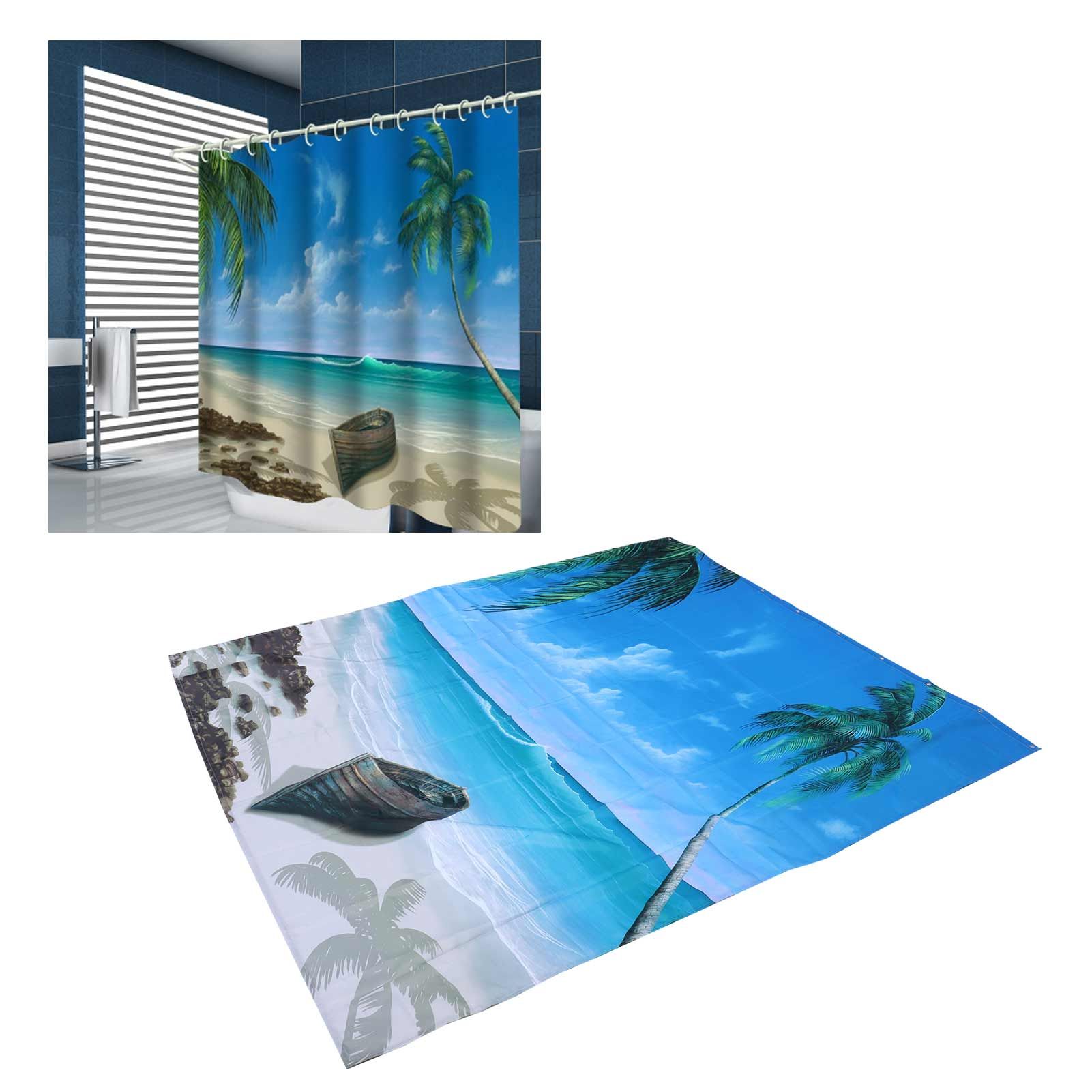 Shower Curtain Set with Hanging Rings No‑Punching Bath Curtain Bathroom view 11