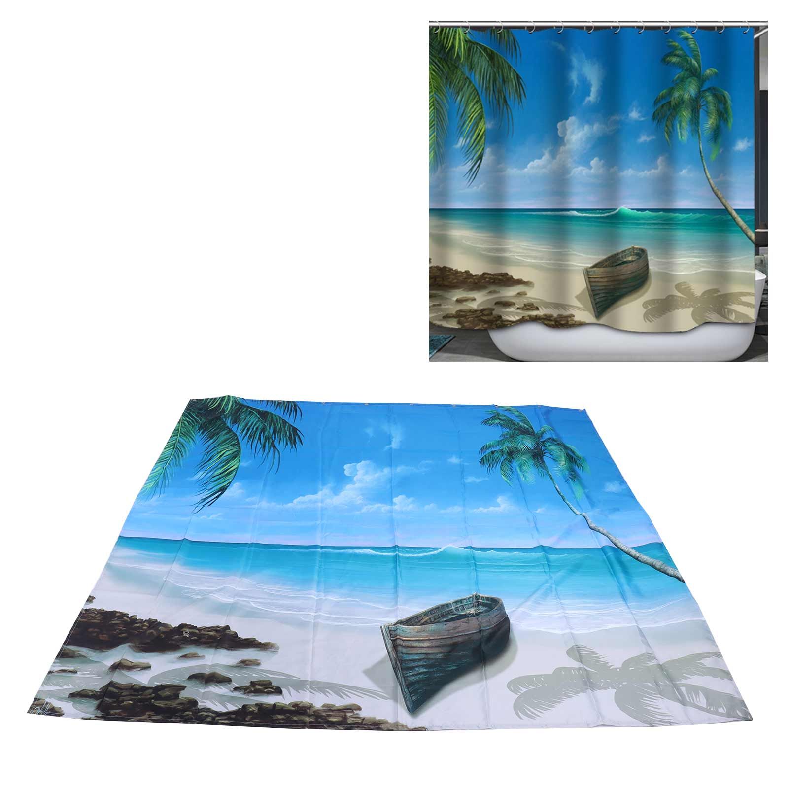 Shower Curtain Set with Hanging Rings No‑Punching Bath Curtain Bathroom view 12