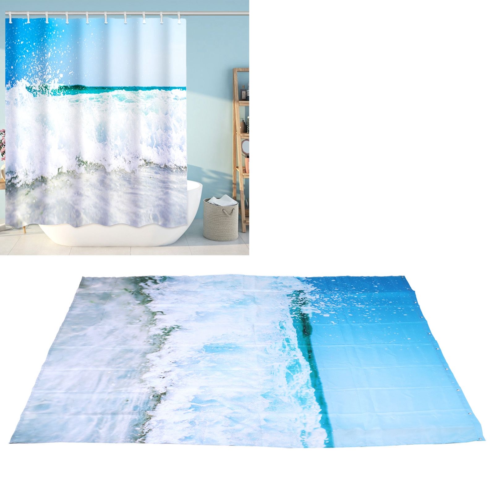 Free Punch Shower Curtain with Hook Waterproof Bath Curtain for Home Bathroom view 12