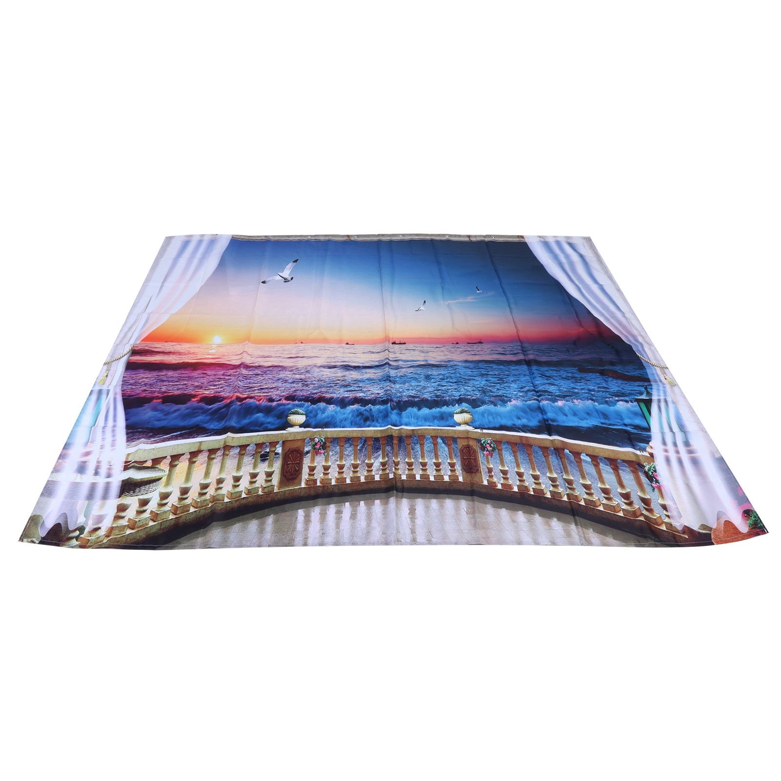 Waterproof Shower Bath Curtain Free Punch with Hooks for Home Bathroom view 4