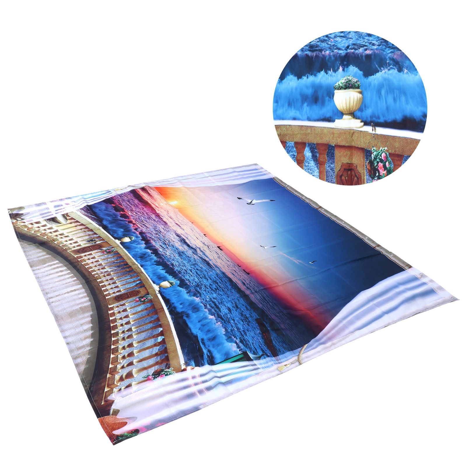 Waterproof Shower Bath Curtain Free Punch with Hooks for Home Bathroom view 9
