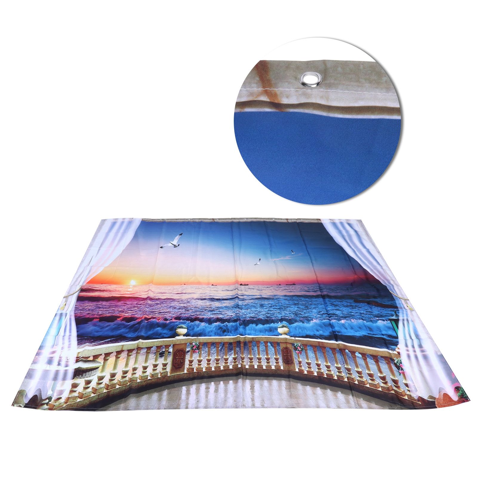 Waterproof Shower Bath Curtain Free Punch with Hooks for Home Bathroom view 10