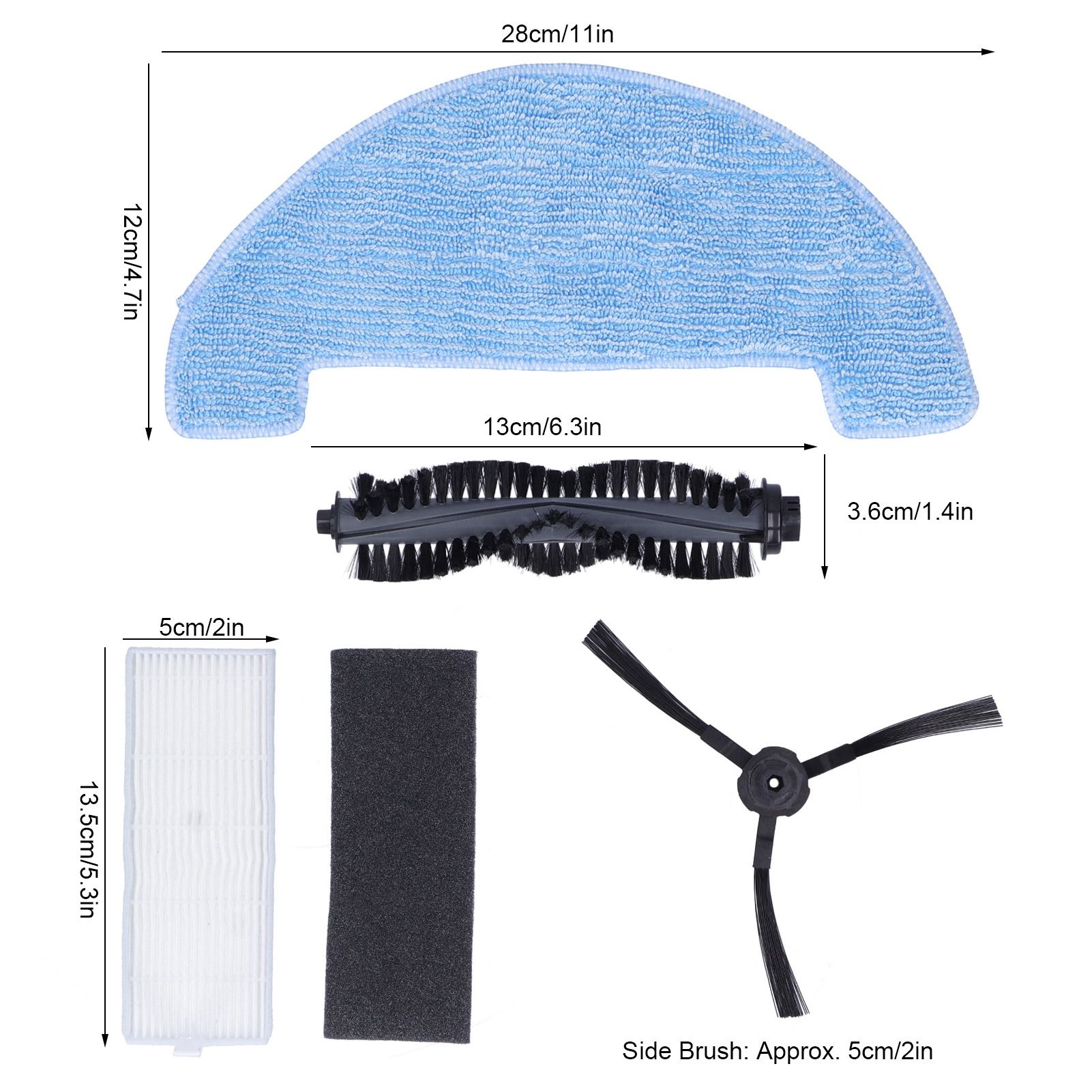 Sweeper Rolling Brush Filter Cleaning Cloth Side Brush Kit Replacement Parts view 14