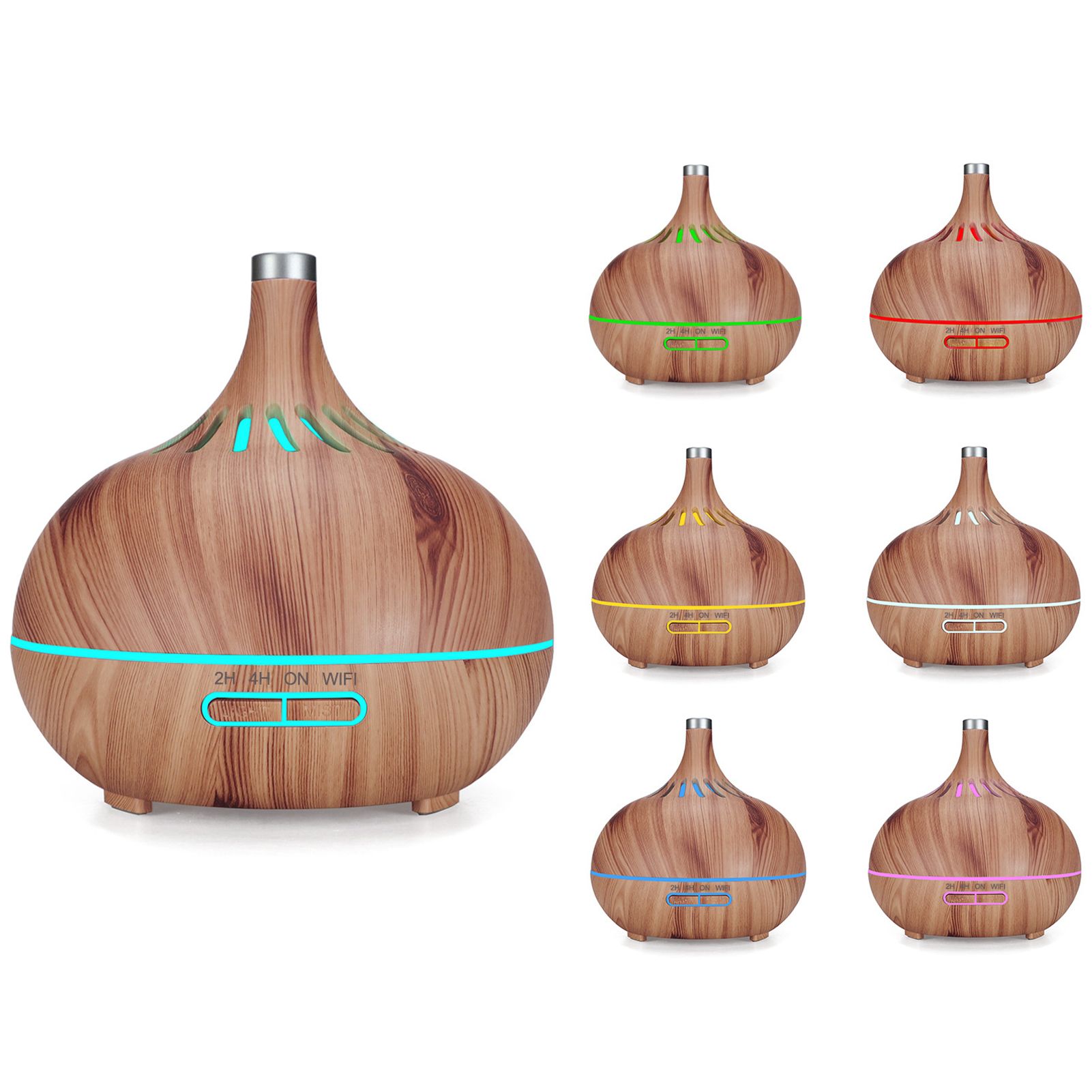 400ml Aroma Diffuser WIFI Control Wood Grain Aromatherapy Humidifier Colorful view 9