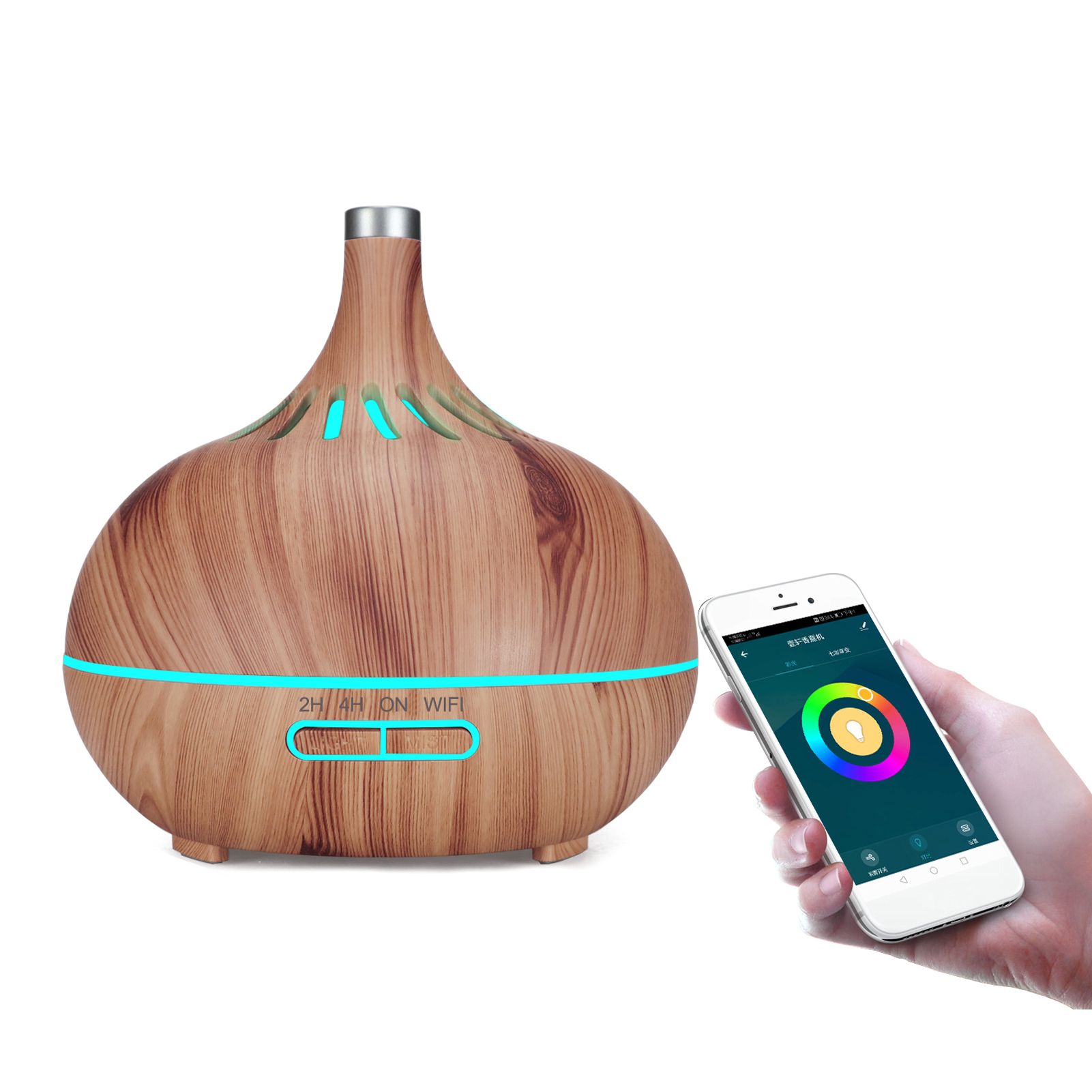 400ml Aroma Diffuser WIFI Control Wood Grain Aromatherapy Humidifier Colorful view 10