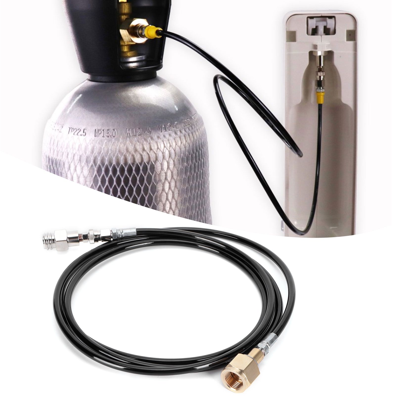 100in CGA320 CO2 Cylinder Refilling Soda Adapter Hose Kit Soda Accessories Black view 10