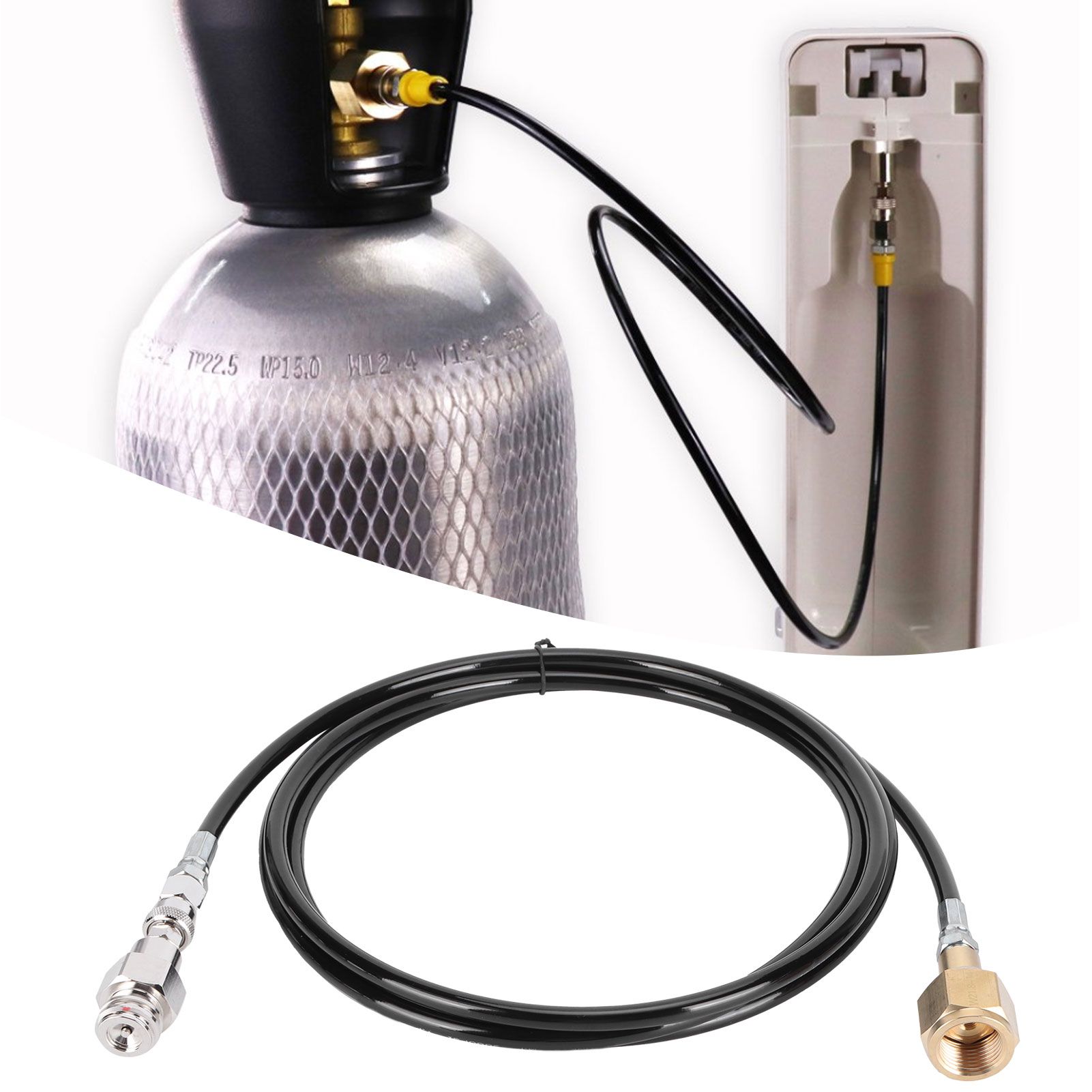 W21.8-14 Soda Hose Adapter Kit CO2 Cylinder Refilling Tube Accessories 100in Black view 9