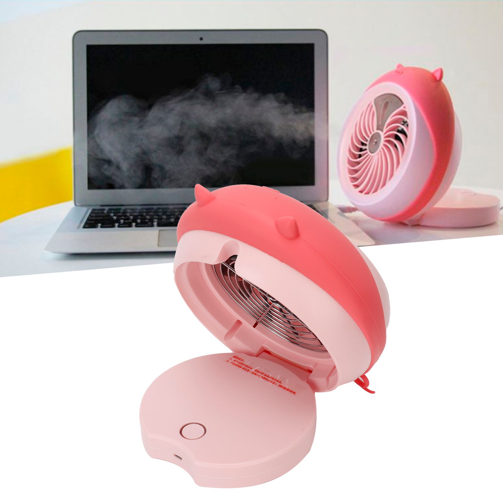 Cute Desktop Mini Fan Portable Humidifying Mist Spray Fan for Home Office view 9