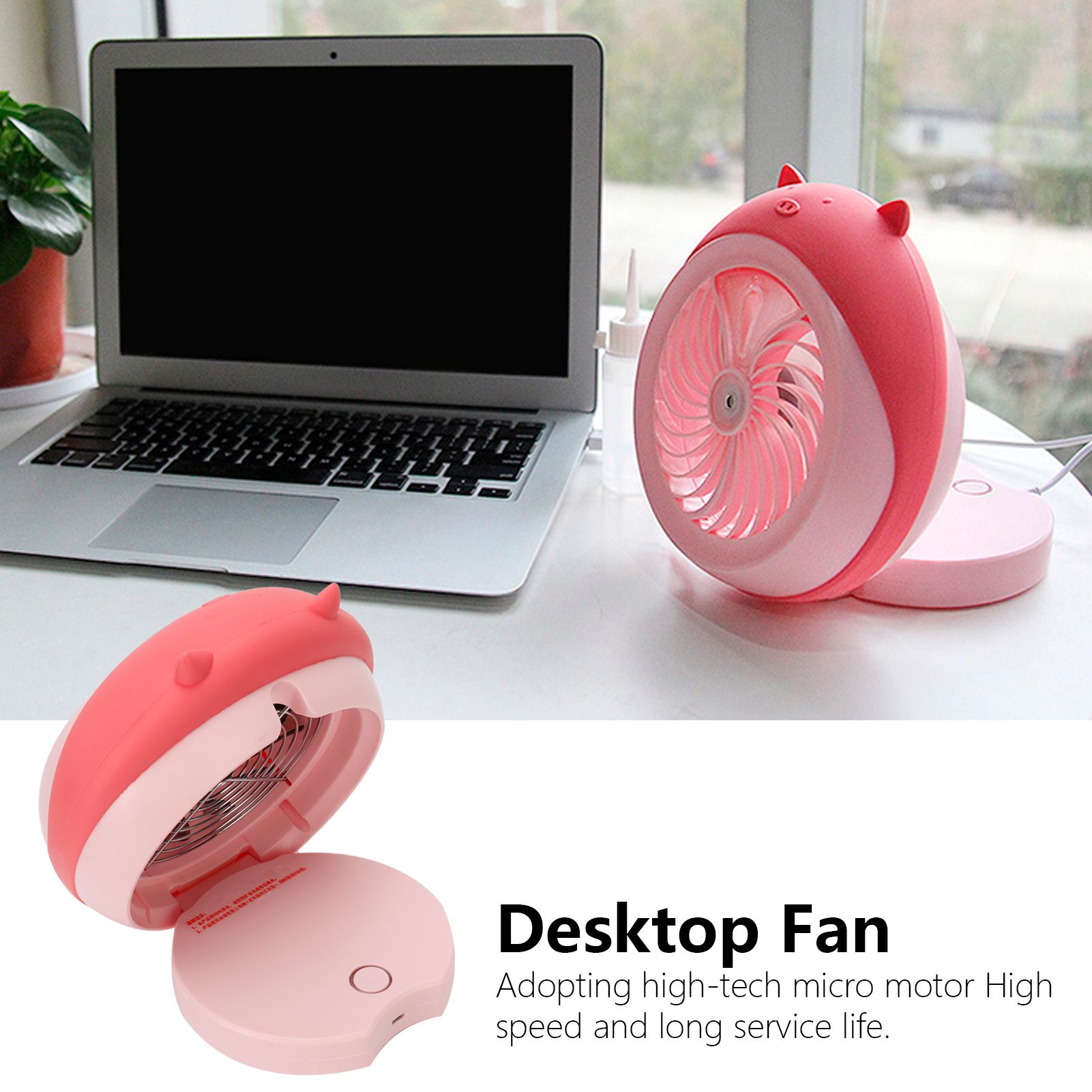 Cute Desktop Mini Fan Portable Humidifying Mist Spray Fan for Home Office view 15