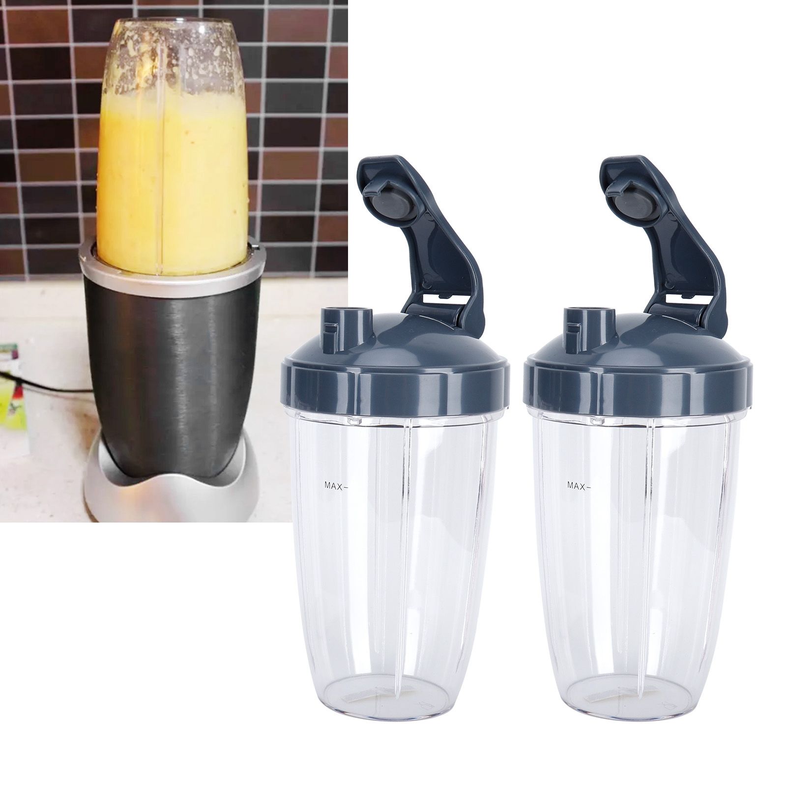 24OZ Transparent Blender Cup Container Lid Set Replacement Fit for 600W/900W view 12