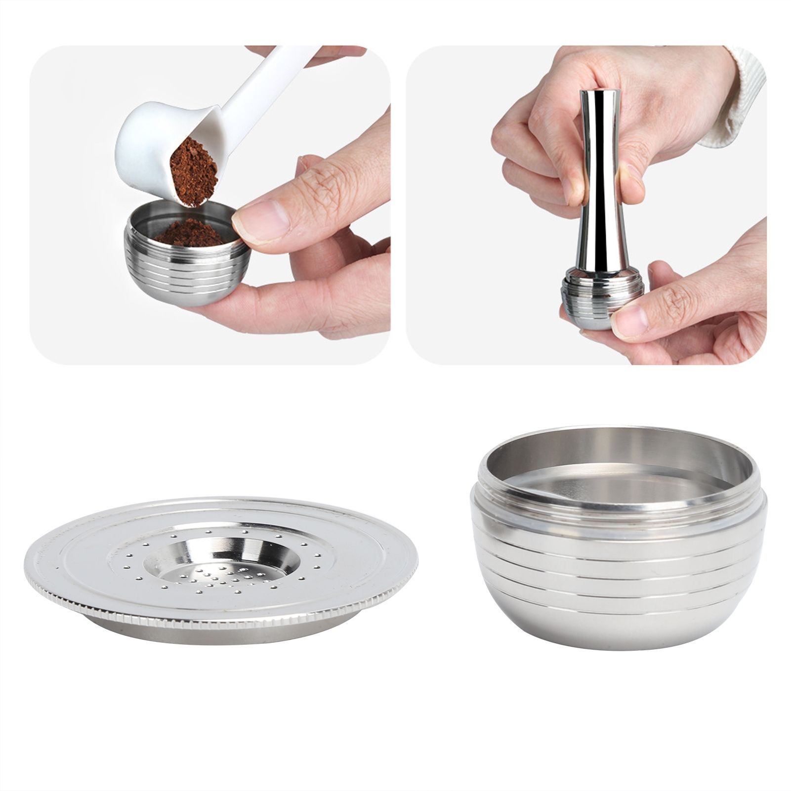 Coffee Capsule Kit with Spoon Brush Gaskets Reusable Coffee Filter Cup Fit for view 11
