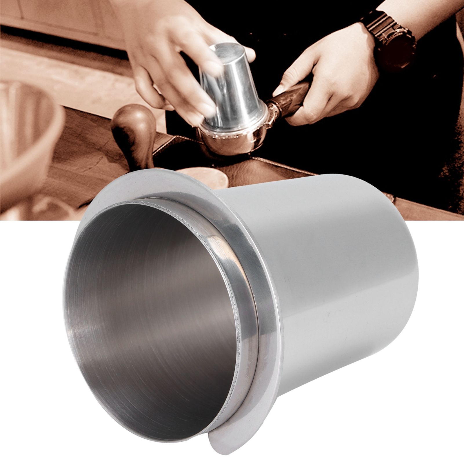 51mm Stainless Steel Coffee Machine Handle Dosing Cup Mug Coffee Powder Feeder view 11
