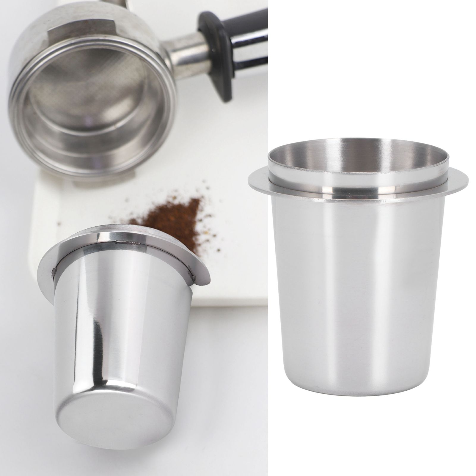 51mm Stainless Steel Coffee Machine Handle Dosing Cup Mug Coffee Powder Feeder view 12