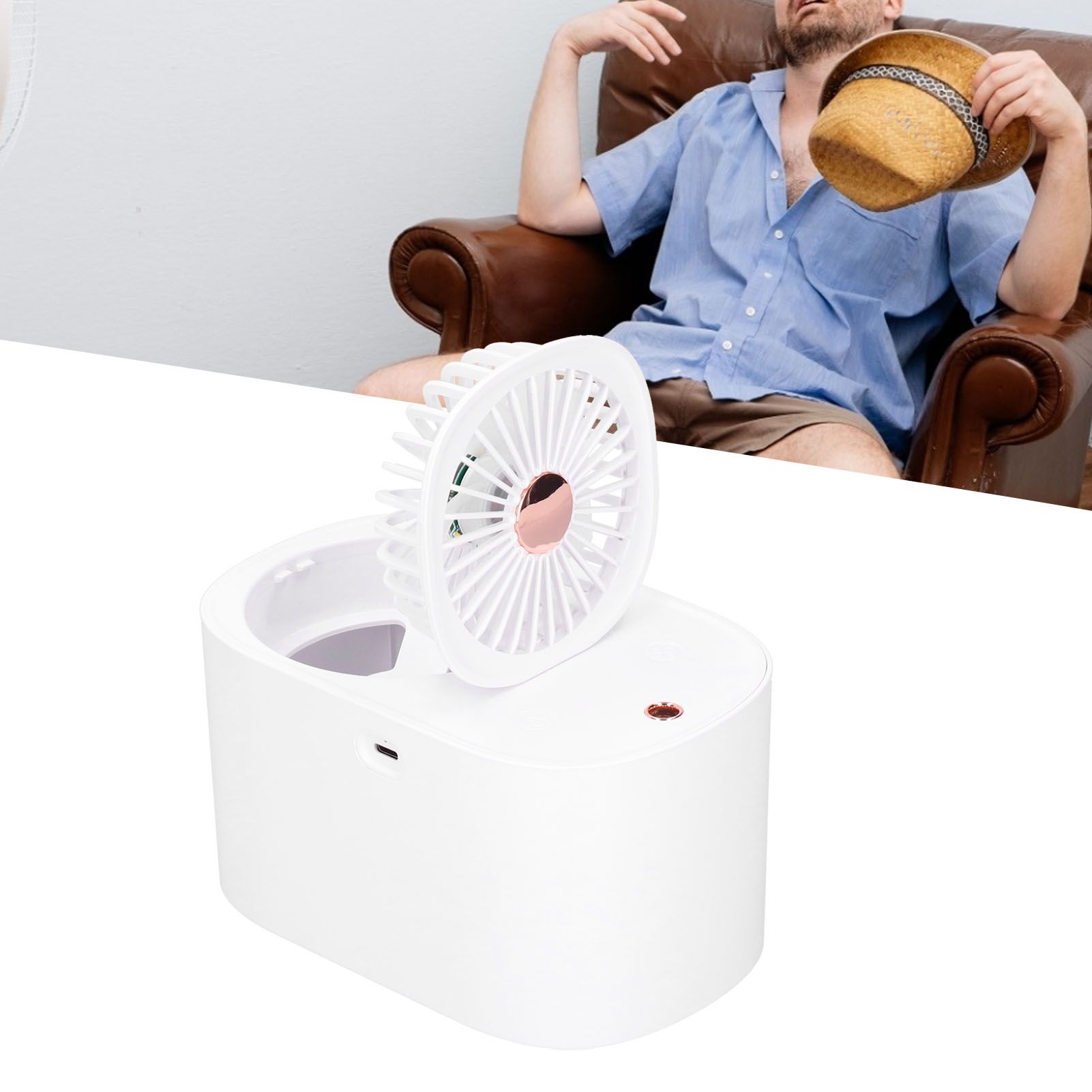 90 Degree Folding Electric Fan 2 in1 Portable Humidifying Electric Fan for view 12