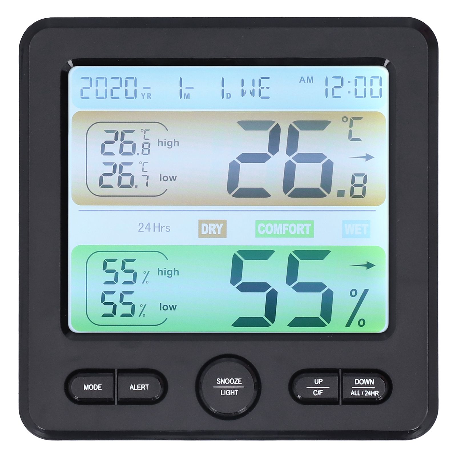 LCD Electronic Alarm Clock Temperature Humidity Monitoring Alarm for Indoor view 2