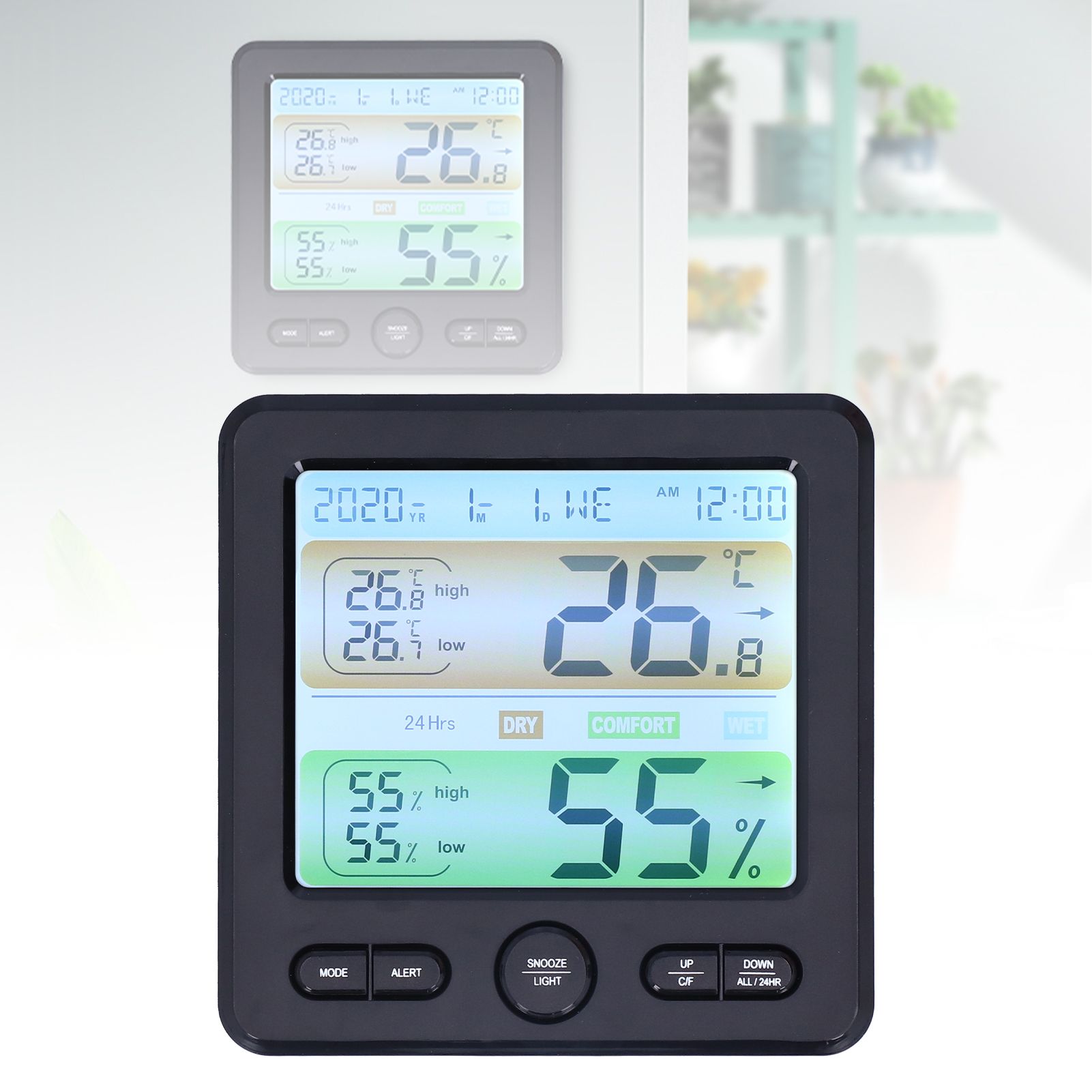 LCD Electronic Alarm Clock Temperature Humidity Monitoring Alarm for Indoor view 11