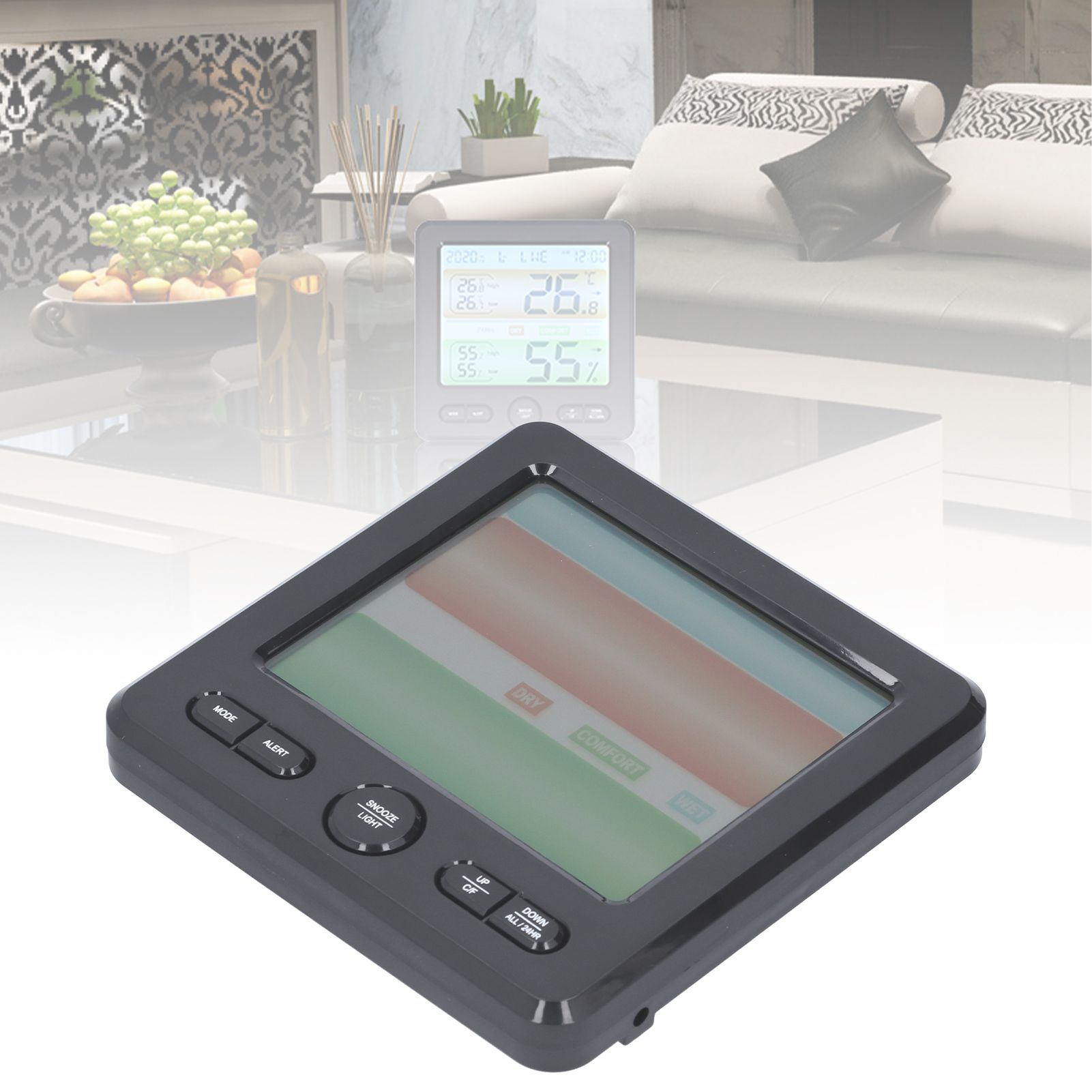 LCD Electronic Alarm Clock Temperature Humidity Monitoring Alarm for Indoor view 12