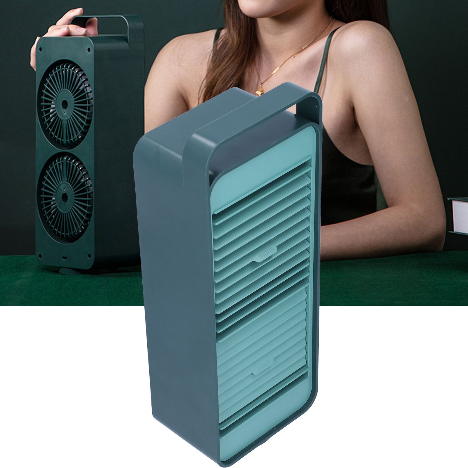 Double Fan Blade Rotating Fan USB Charging Desktop Electric Fan for Office view 11