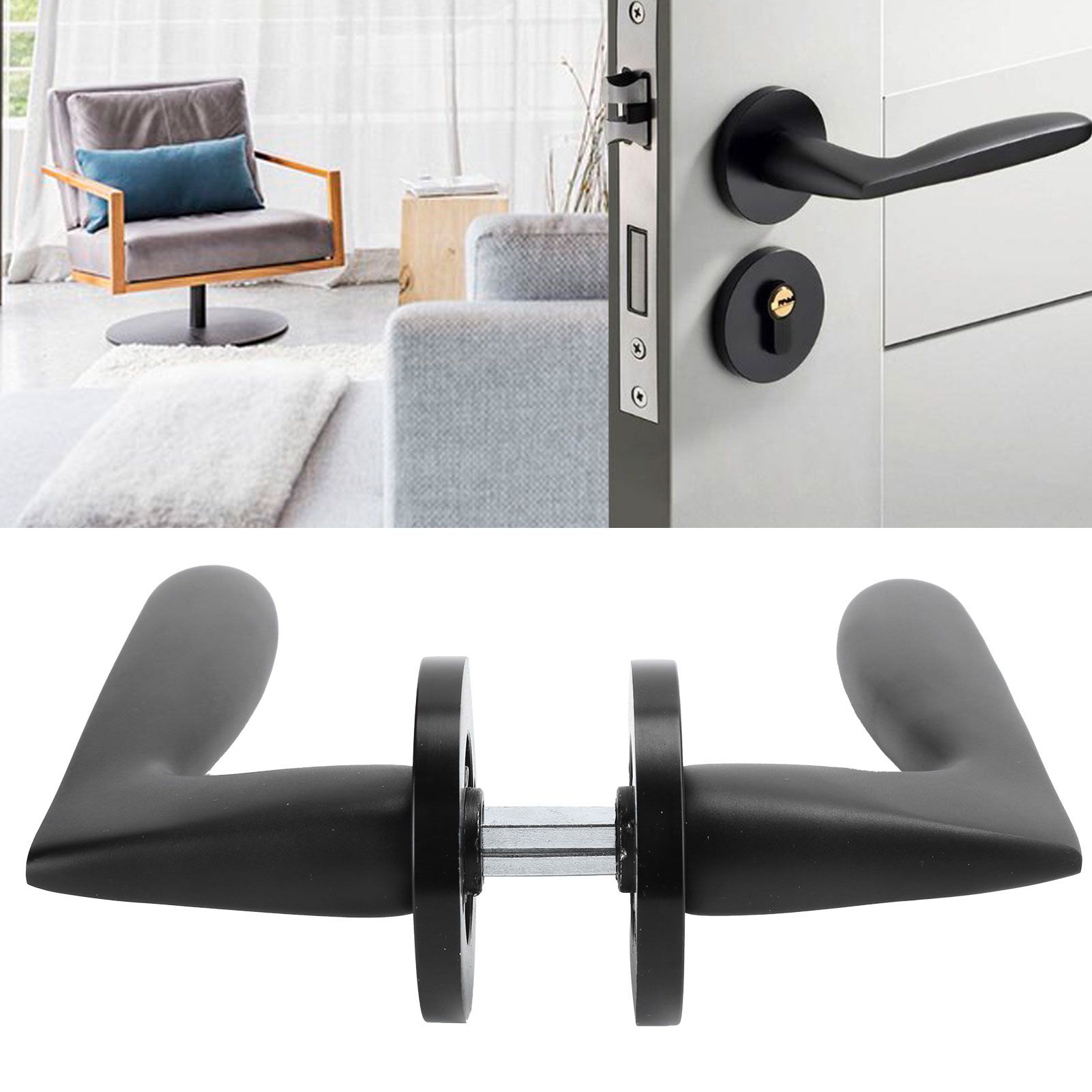 Entry Door Handle Lock Locking Lever Handle Set Reversible for Right Left view 10