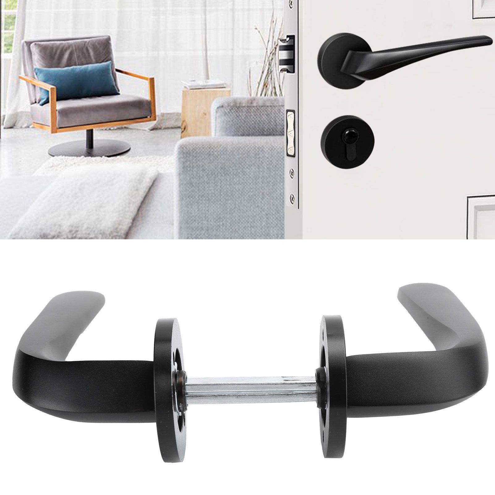 Entry Door Handle Lock Locking Lever Handle Set Reversible for Right Left view 10