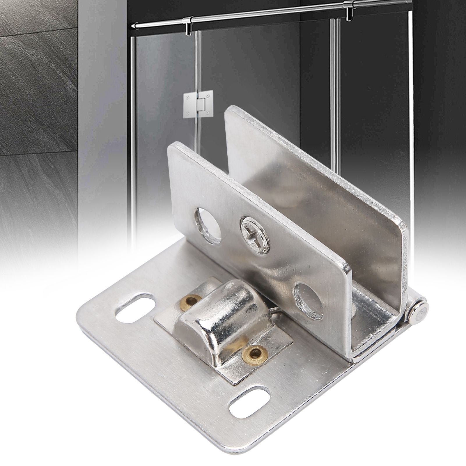 Glass Door Hinge PunchFree Stainless Steel Clip Cabinet Bracket Clamp view 10