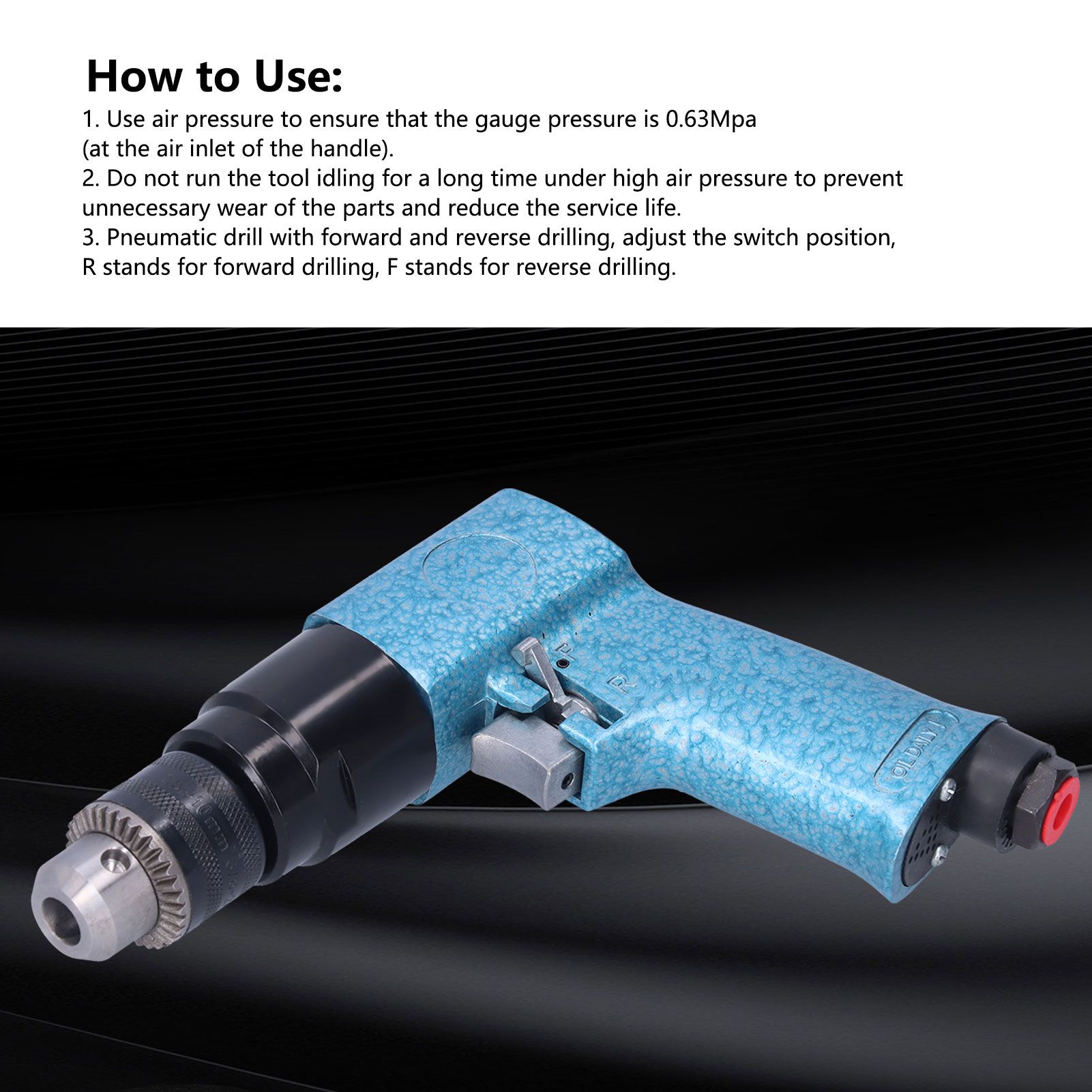 10mm Pneumatic Air Drill Industrial Lightweight Drilling Machine Hand Tools view 12