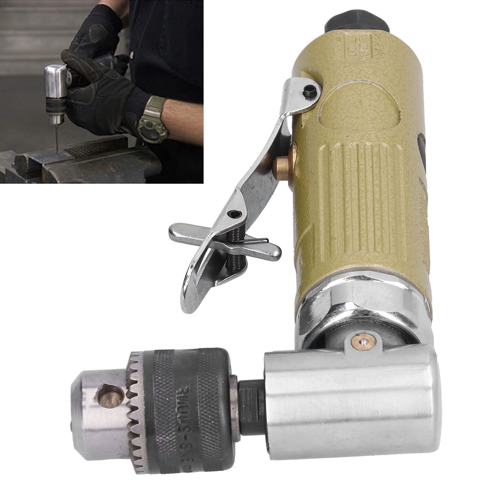 90 Degrees Elbow Air Drill Pneumatic Powerful Angle Drilling Machine Tapping view 12