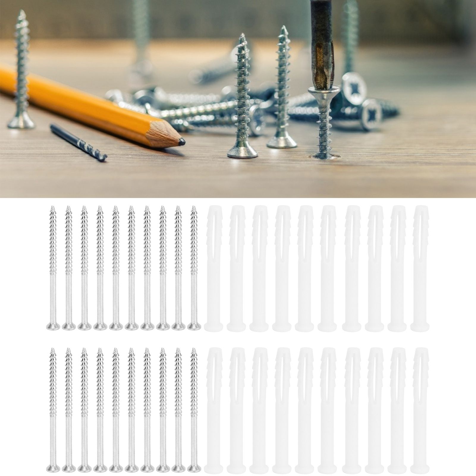 20Set Expansion Screw Tube Kit Cabinet Frame Fixing Wall Anchor Furniture Hardware view 12