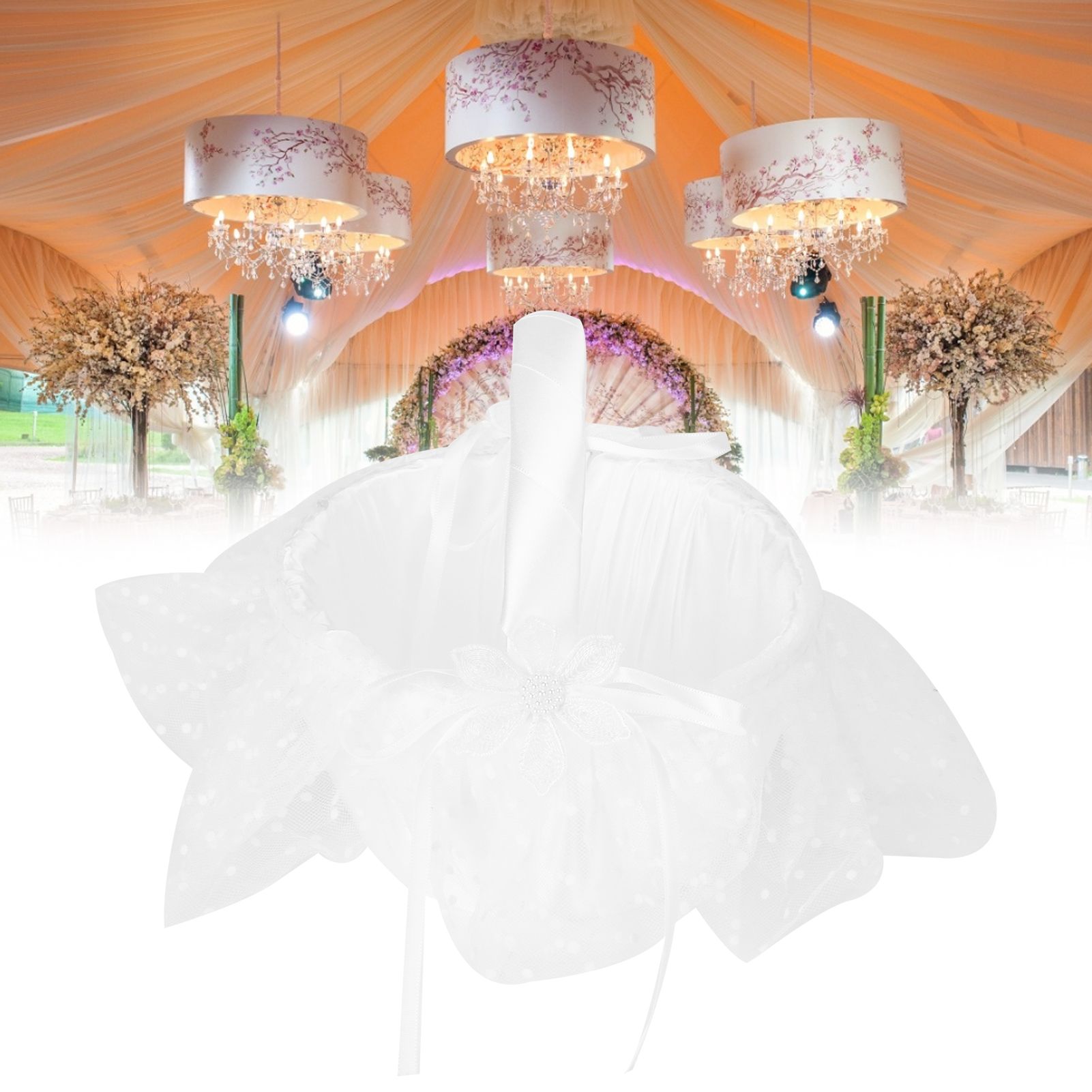 Flower Lace Basket White Romantic Flower Basket Candies Container Wedding view 9