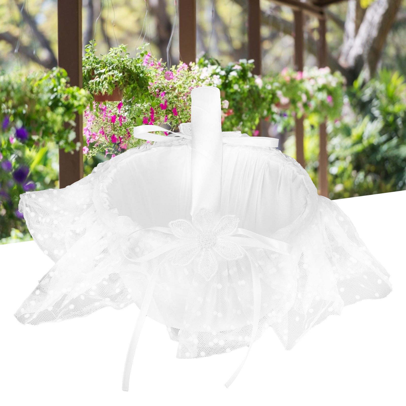 Flower Lace Basket White Romantic Flower Basket Candies Container Wedding view 10