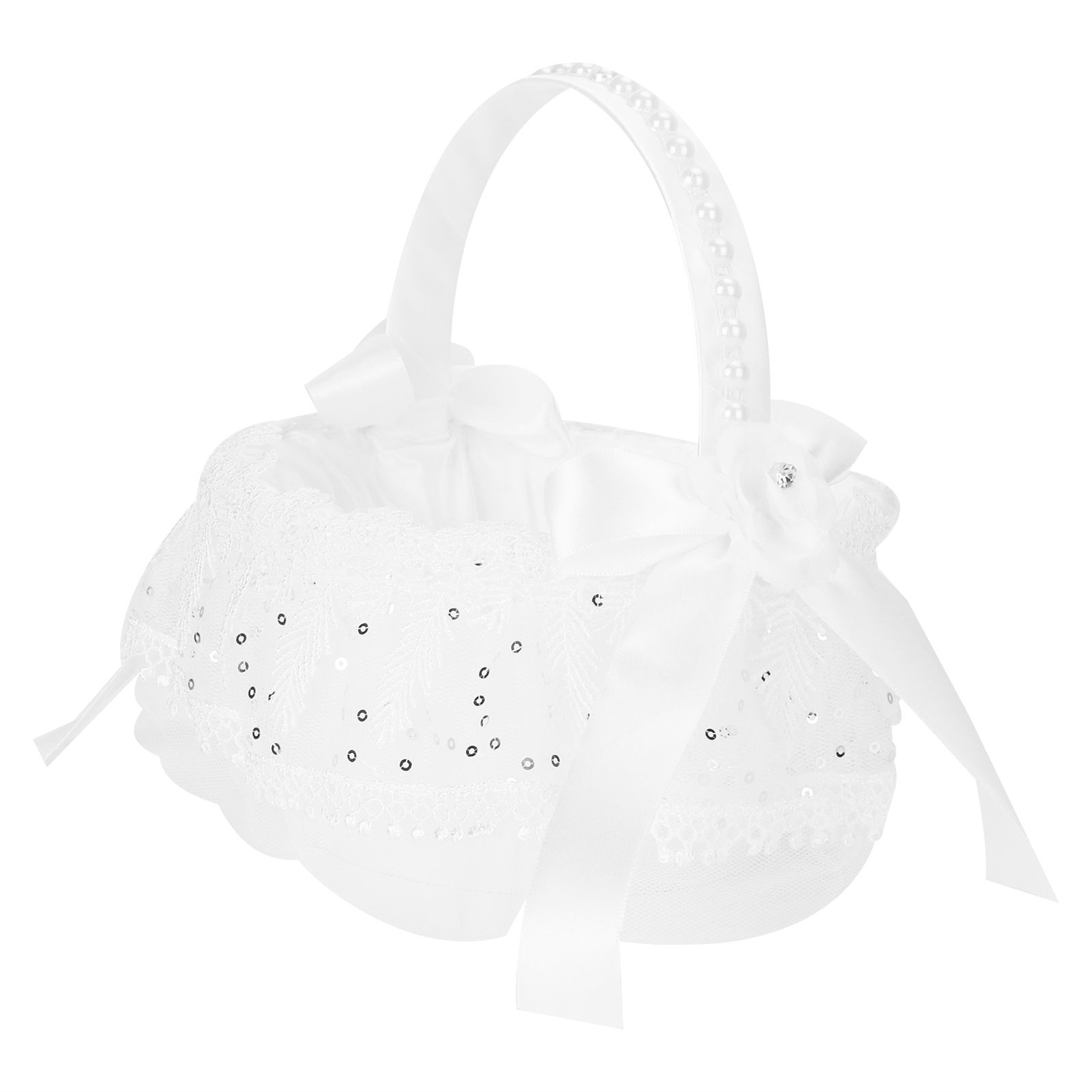 Flower Lace Basket White Romantic Flower Basket Candies Container Wedding view 2