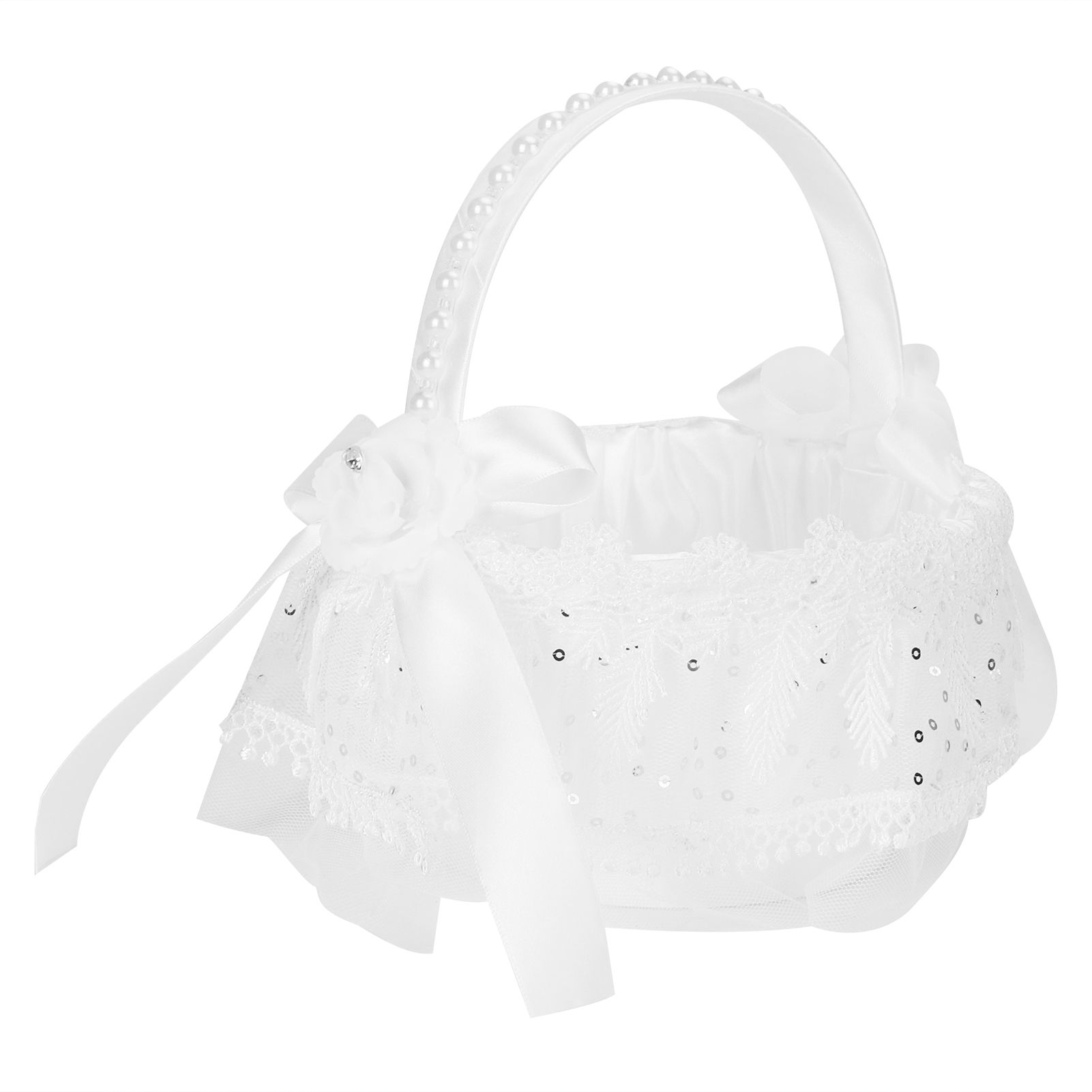Flower Lace Basket White Romantic Flower Basket Candies Container Wedding view 3
