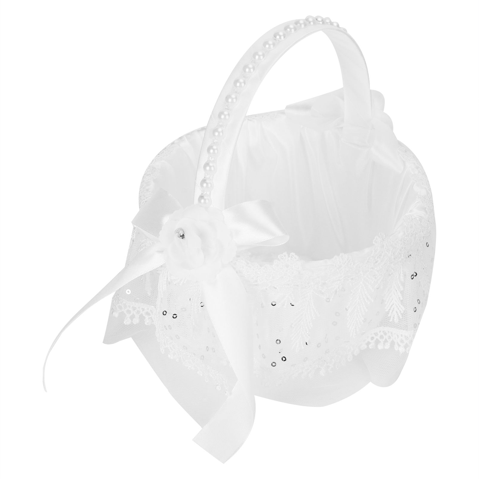 Flower Lace Basket White Romantic Flower Basket Candies Container Wedding view 5