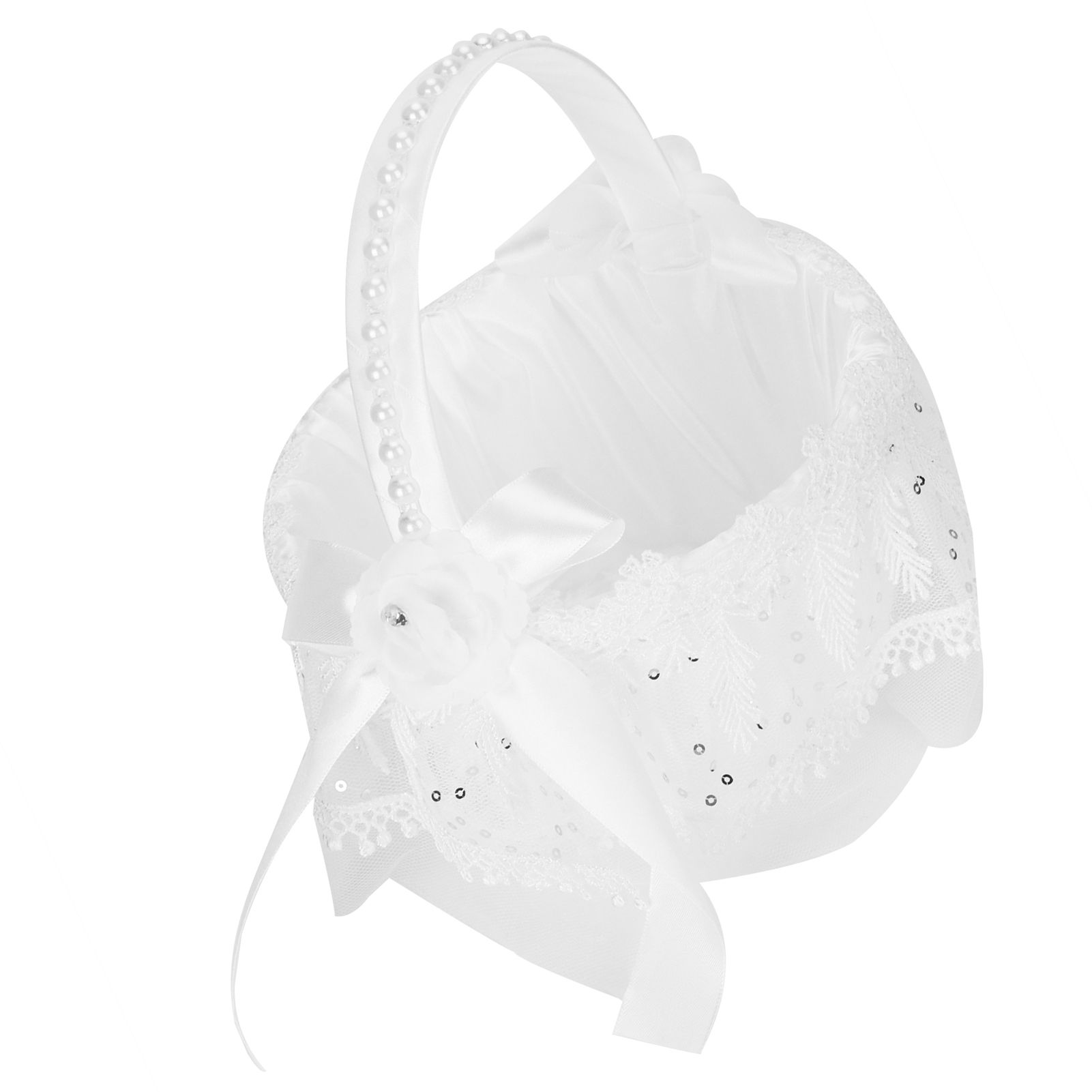 Flower Lace Basket White Romantic Flower Basket Candies Container Wedding view 7