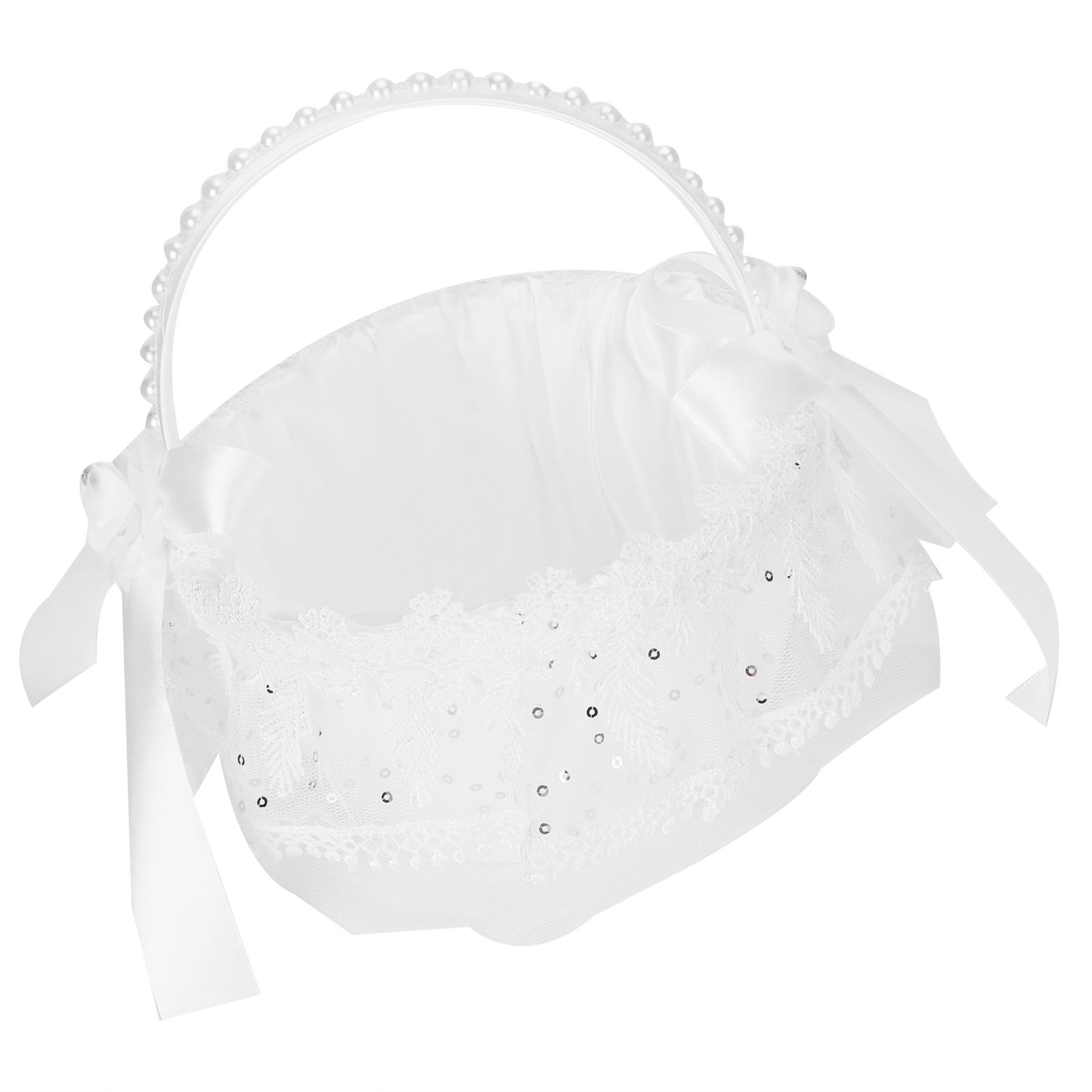 Flower Lace Basket White Romantic Flower Basket Candies Container Wedding view 8