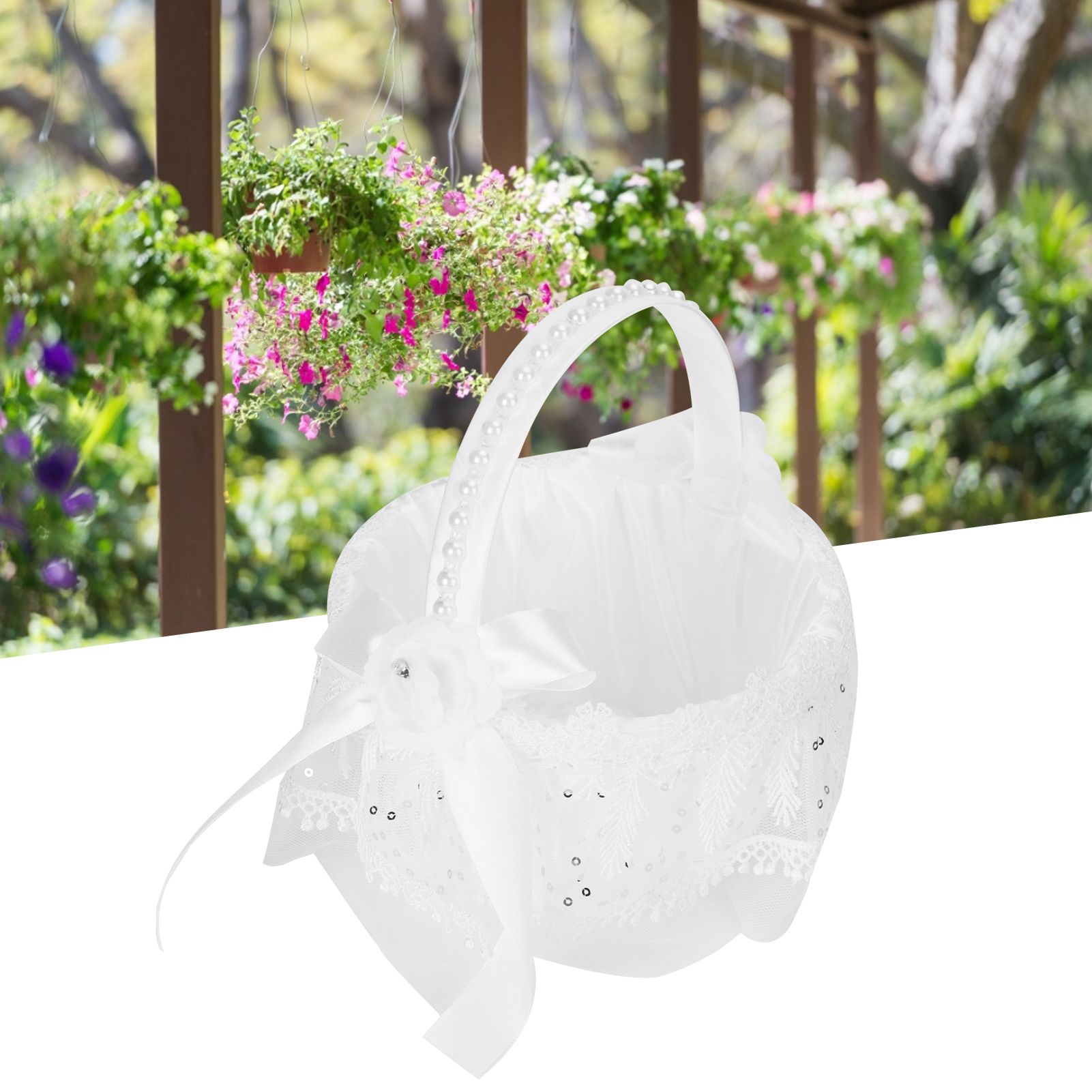 Flower Lace Basket White Romantic Flower Basket Candies Container Wedding view 10