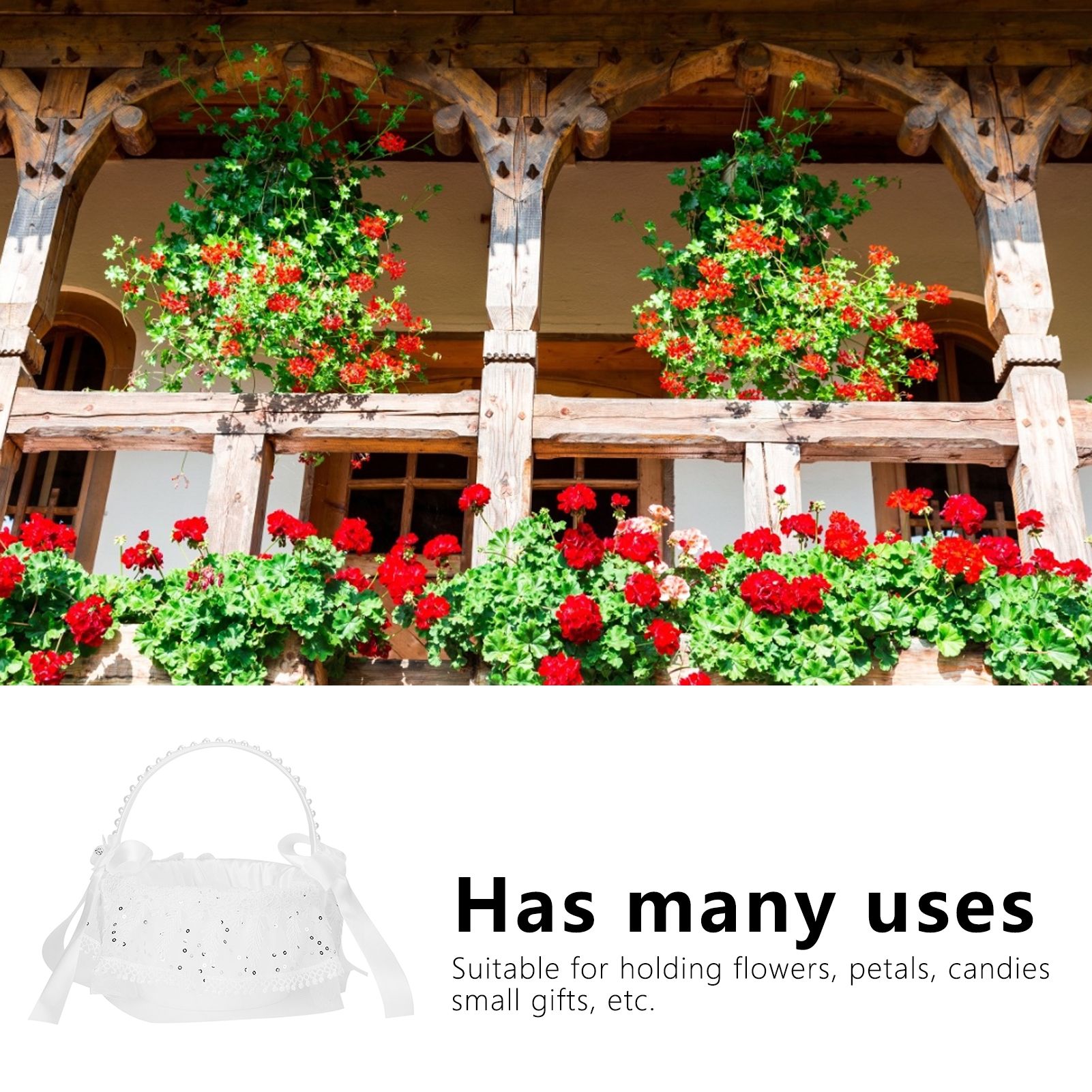 Flower Lace Basket White Romantic Flower Basket Candies Container Wedding view 15