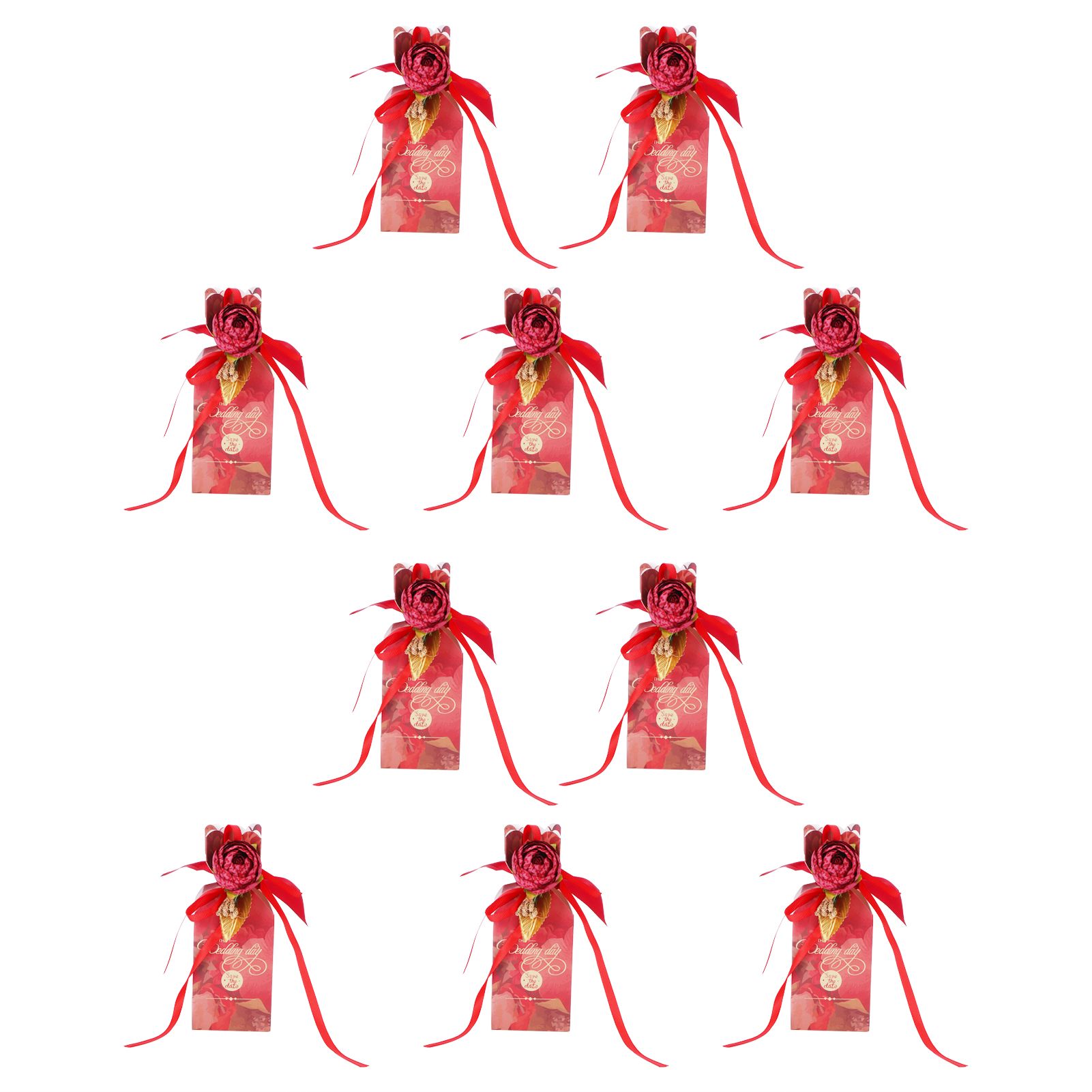 10 Set Candy Boxes Wedding Birthday Party Favor Gift Box with Ribbons