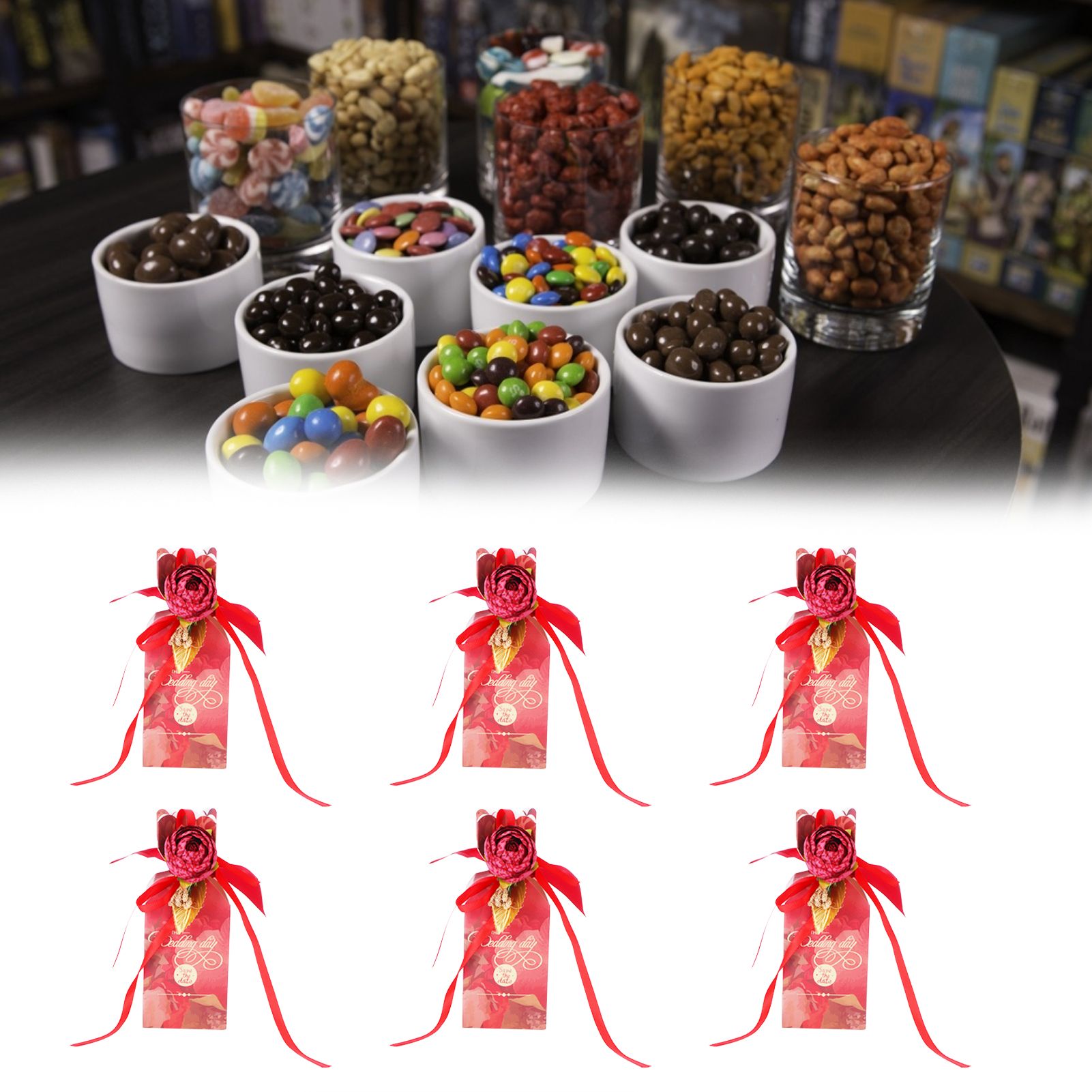 10 Set Candy Boxes Wedding Birthday Party Favor Gift Box with Ribbons view 10