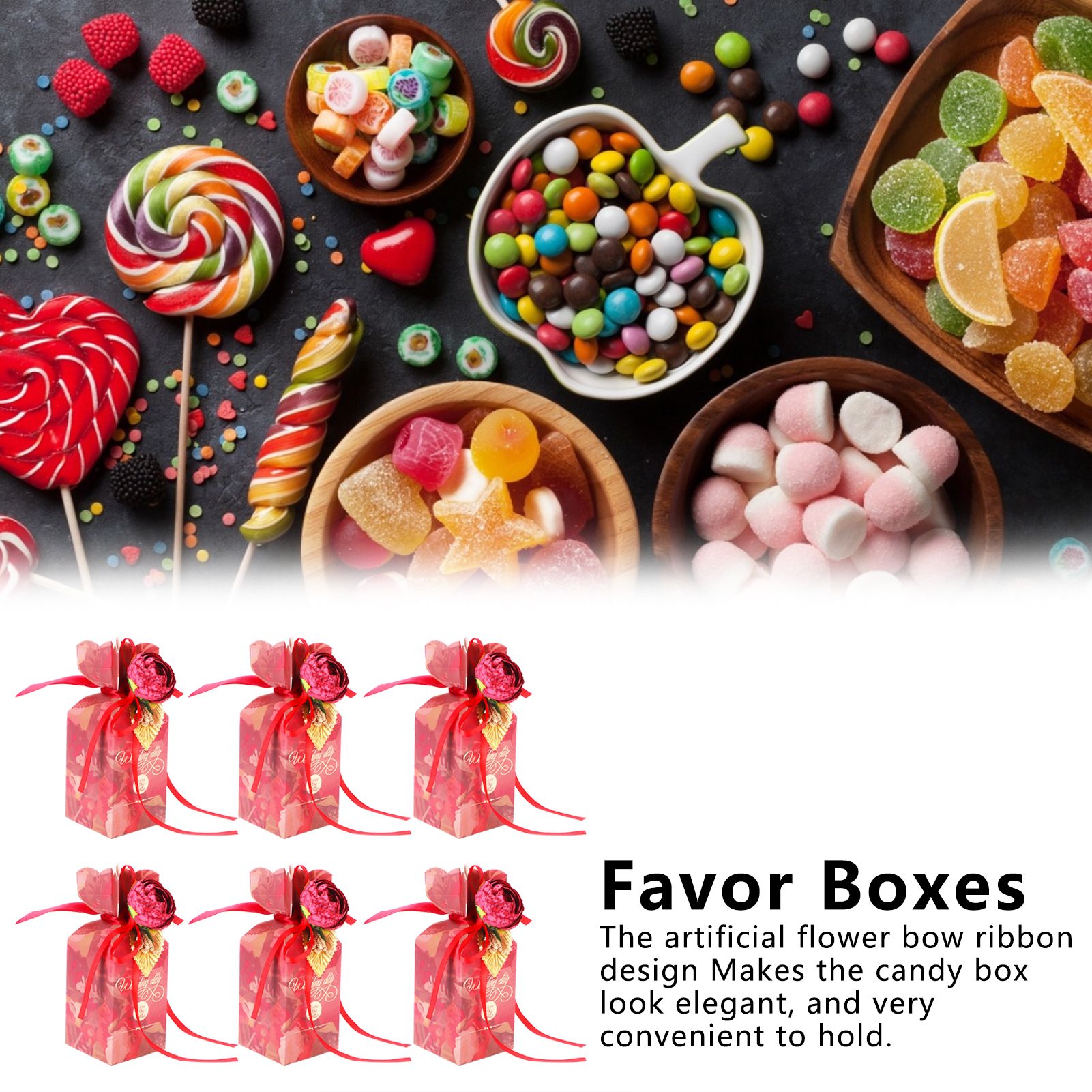 10 Set Candy Boxes Wedding Birthday Party Favor Gift Box with Ribbons view 15
