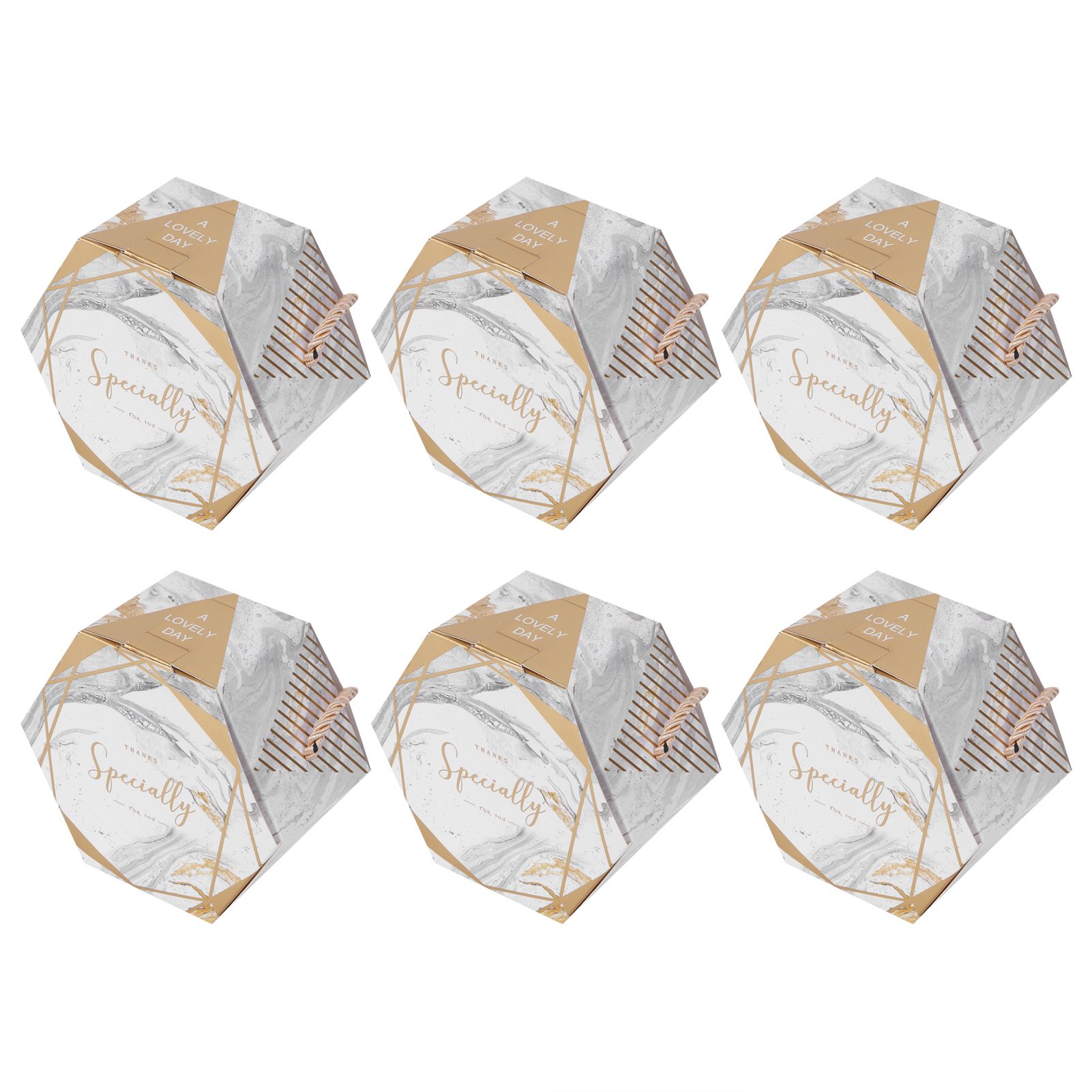 10 Set Candy Boxes Bags Hexagonal Chocolate Gift Boxes with Ropes for Wedding view 6