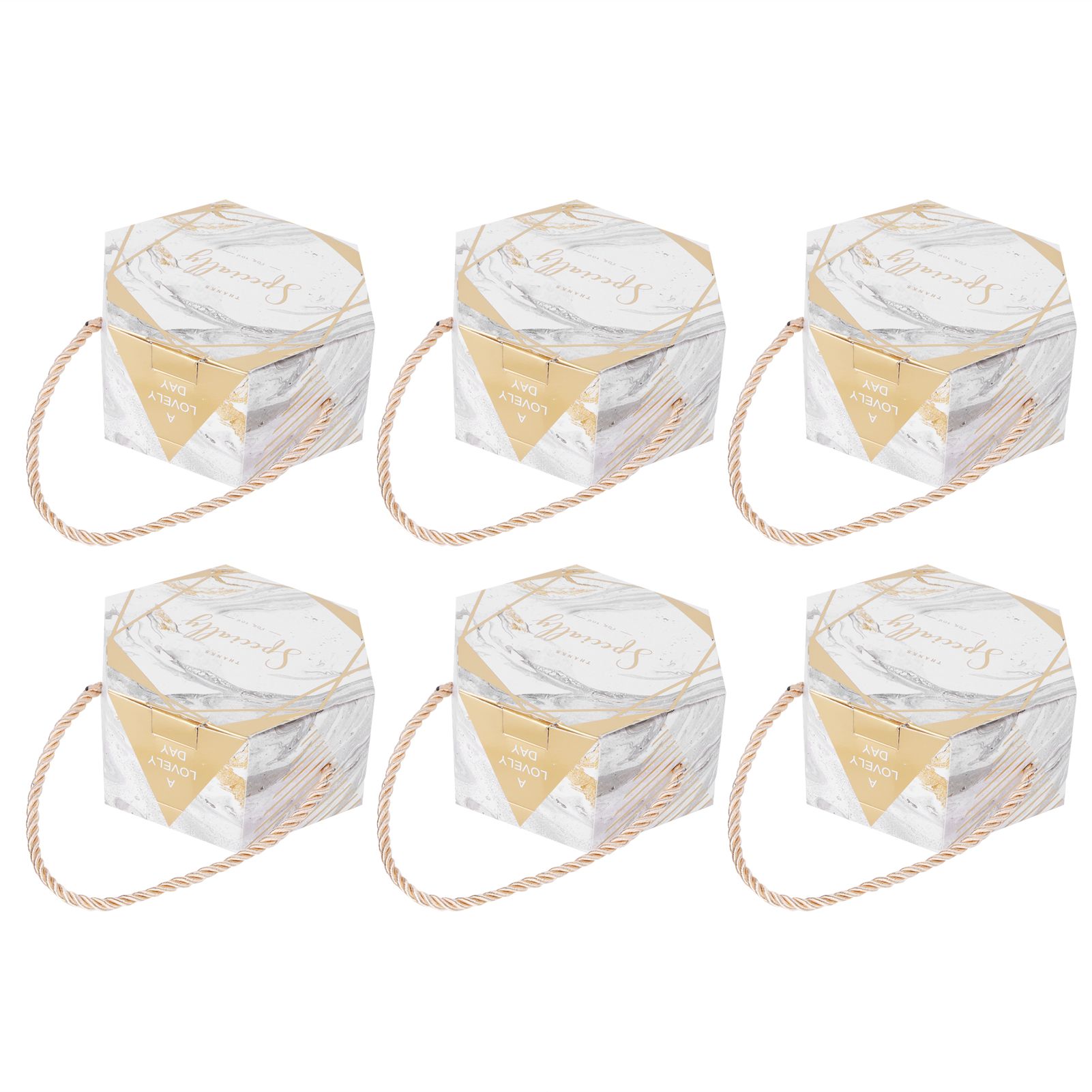 10 Set Candy Boxes Bags Hexagonal Chocolate Gift Boxes with Ropes for Wedding view 7