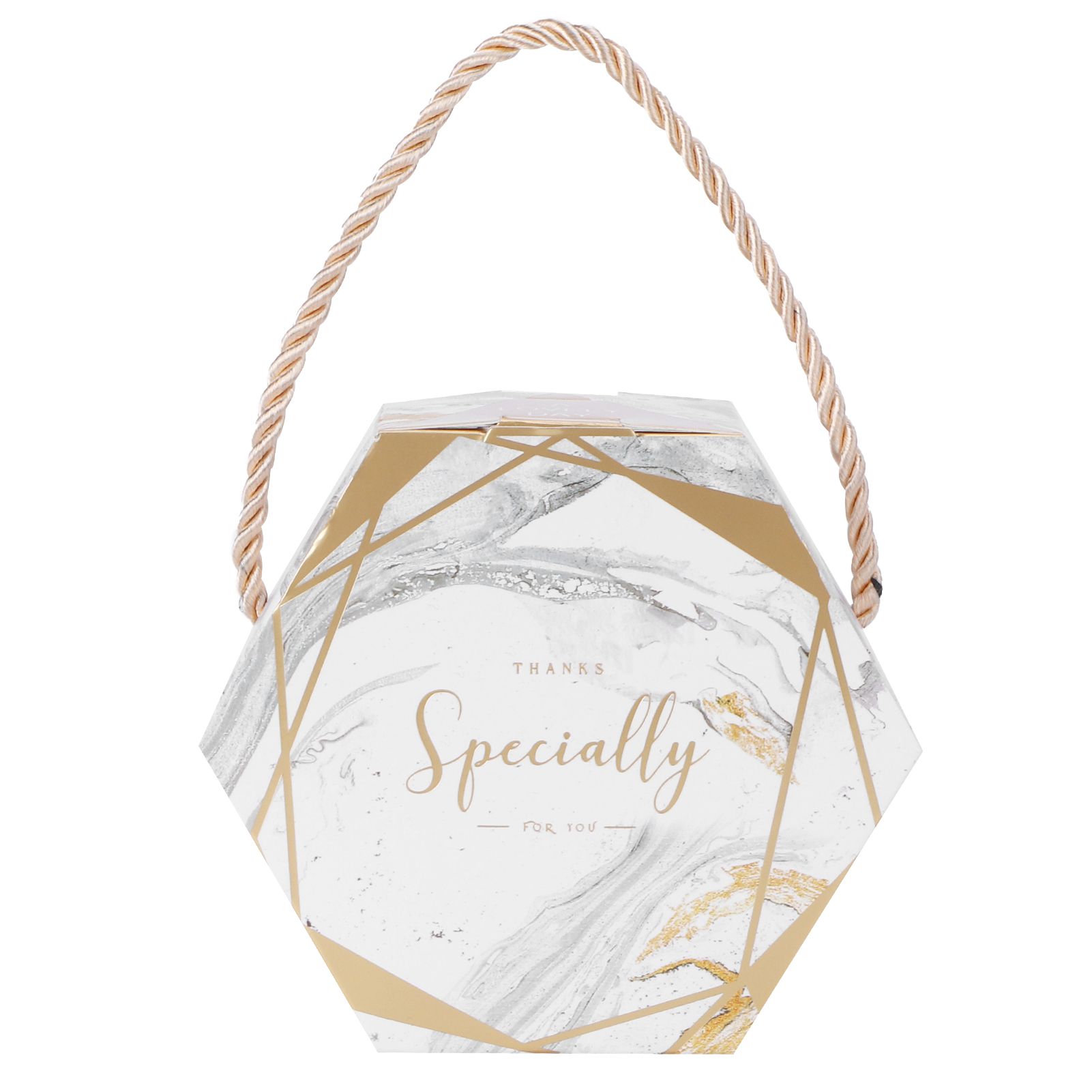 10 Set Candy Boxes Bags Hexagonal Chocolate Gift Boxes with Ropes for Wedding view 11