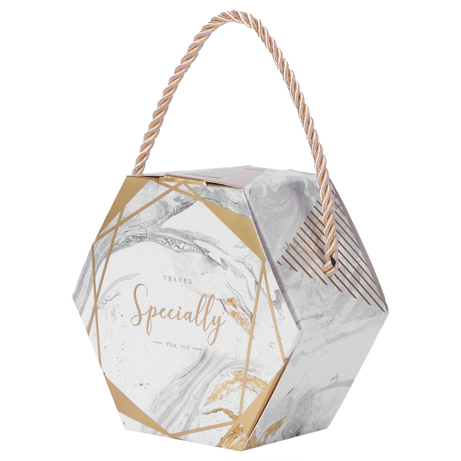 10 Set Candy Boxes Bags Hexagonal Chocolate Gift Boxes with Ropes for Wedding view 12