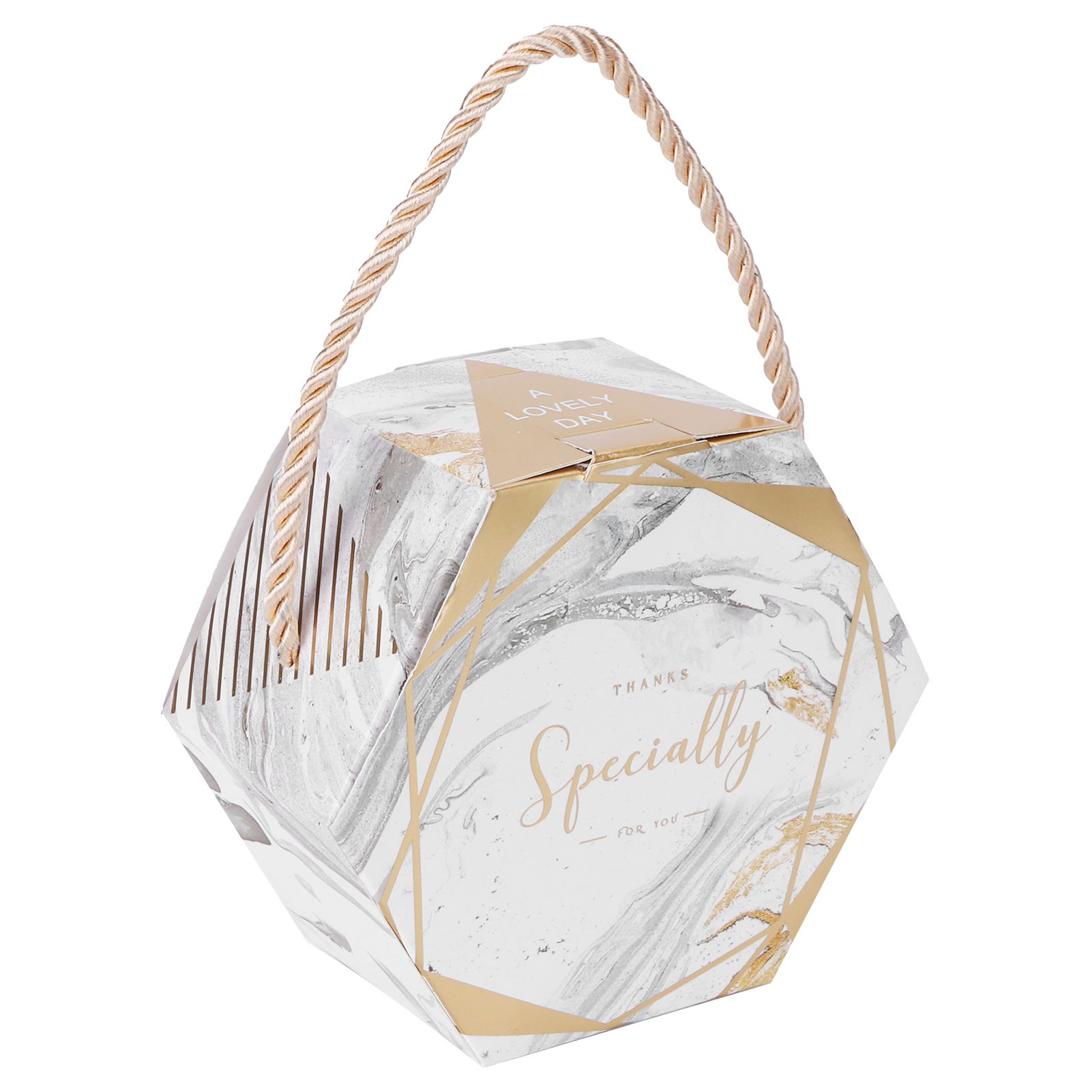 10 Set Candy Boxes Bags Hexagonal Chocolate Gift Boxes with Ropes for Wedding view 13