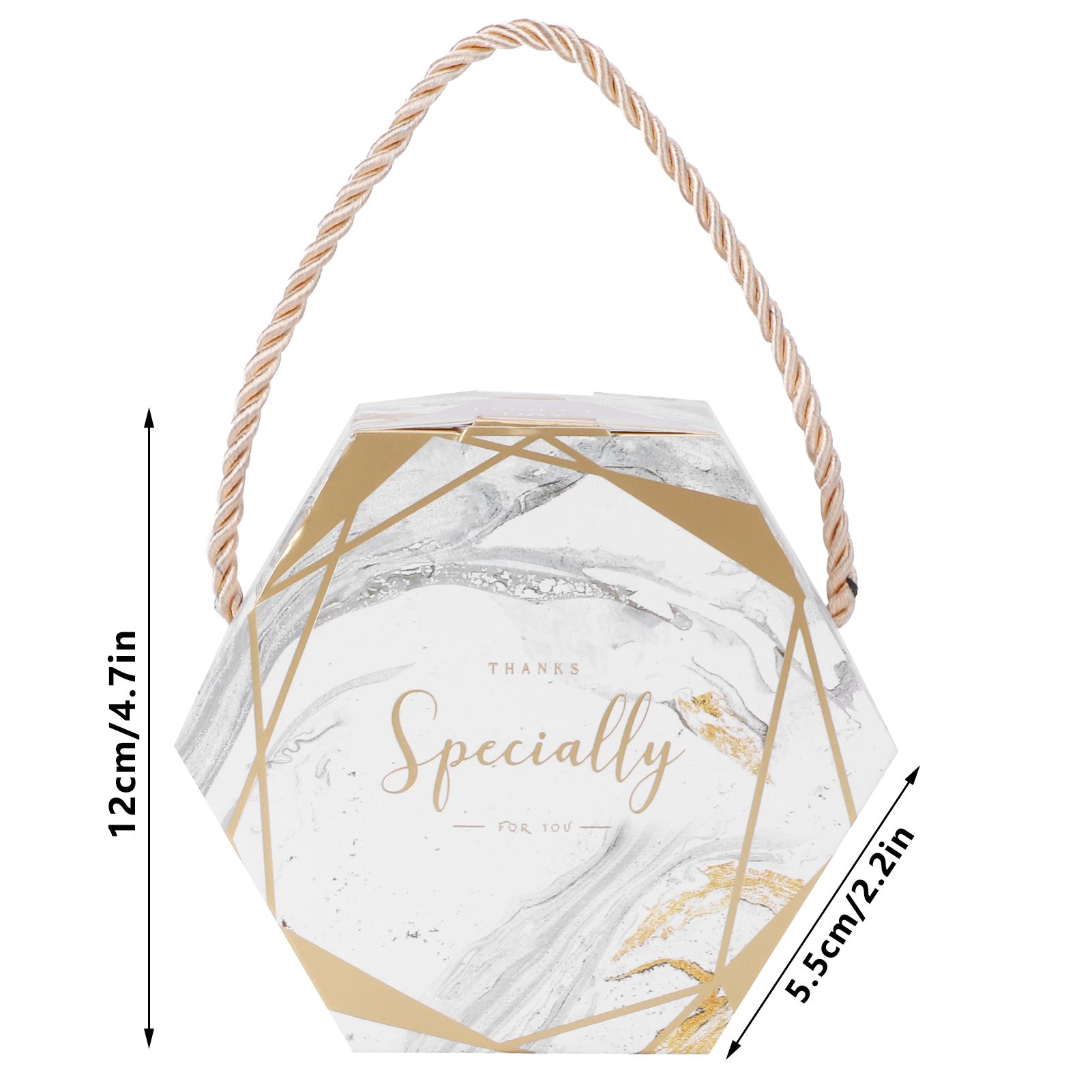 10 Set Candy Boxes Bags Hexagonal Chocolate Gift Boxes with Ropes for Wedding view 14